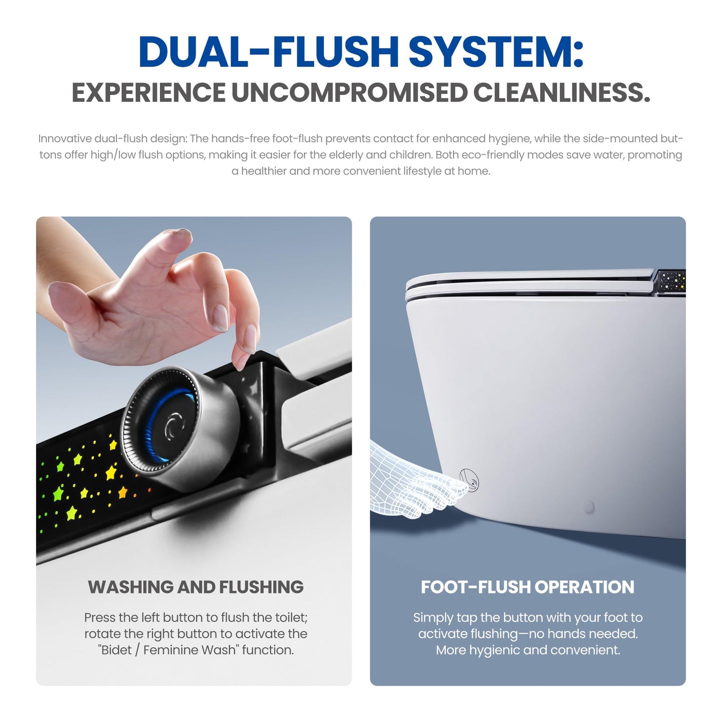 London Sunshine ADA Premium Smart Toilet with Automatic Opening Lid, Microwave & Foot Sensor Flushing, Bidet Wash & Air Dryer, Self-Cleaning Nozzle, Heated Seat, LED Display, Quiet Dual Pump