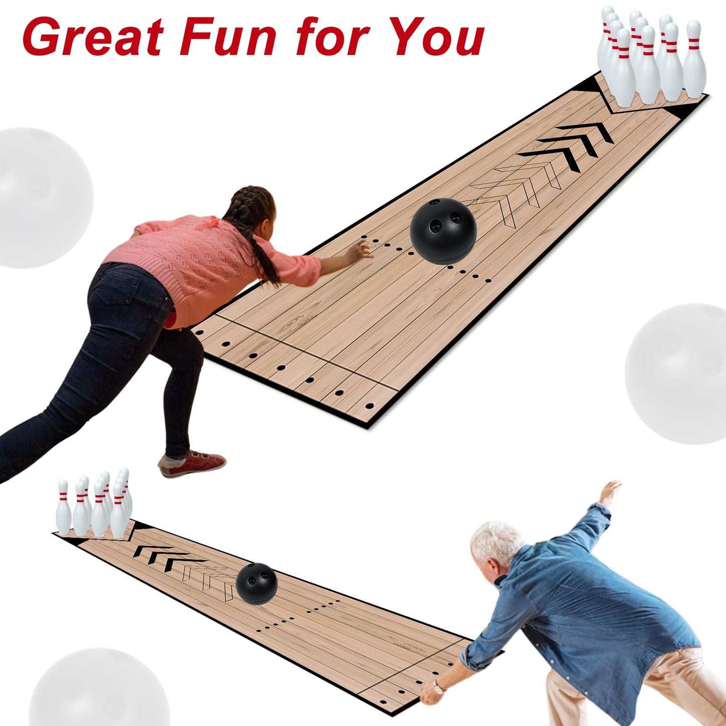 Wensdr Mini Bowling Set, Indoor & Outdoor Home Bowling Set, Bowling Alley Set with Lane, Bowling Pins & Ball Set, Full Bowling Alley Set for Family & Friends