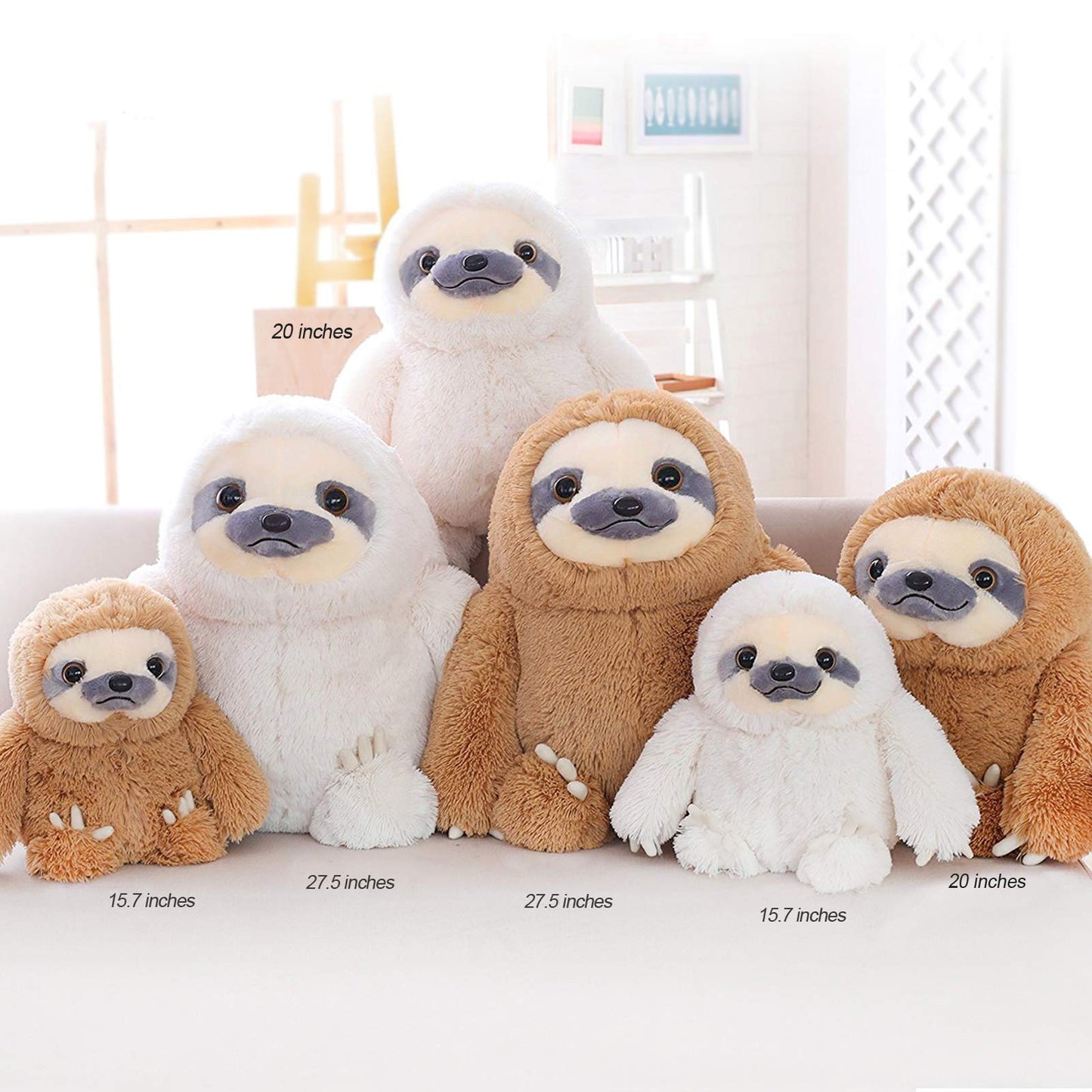 Winsterch Cute Sloth Stuffed Animal Toy,Small Plush Sloth Tedy Bear Stuffed Animal Toys for Kids Birthday Gift Baby Doll (Brown,15.7 Inches)