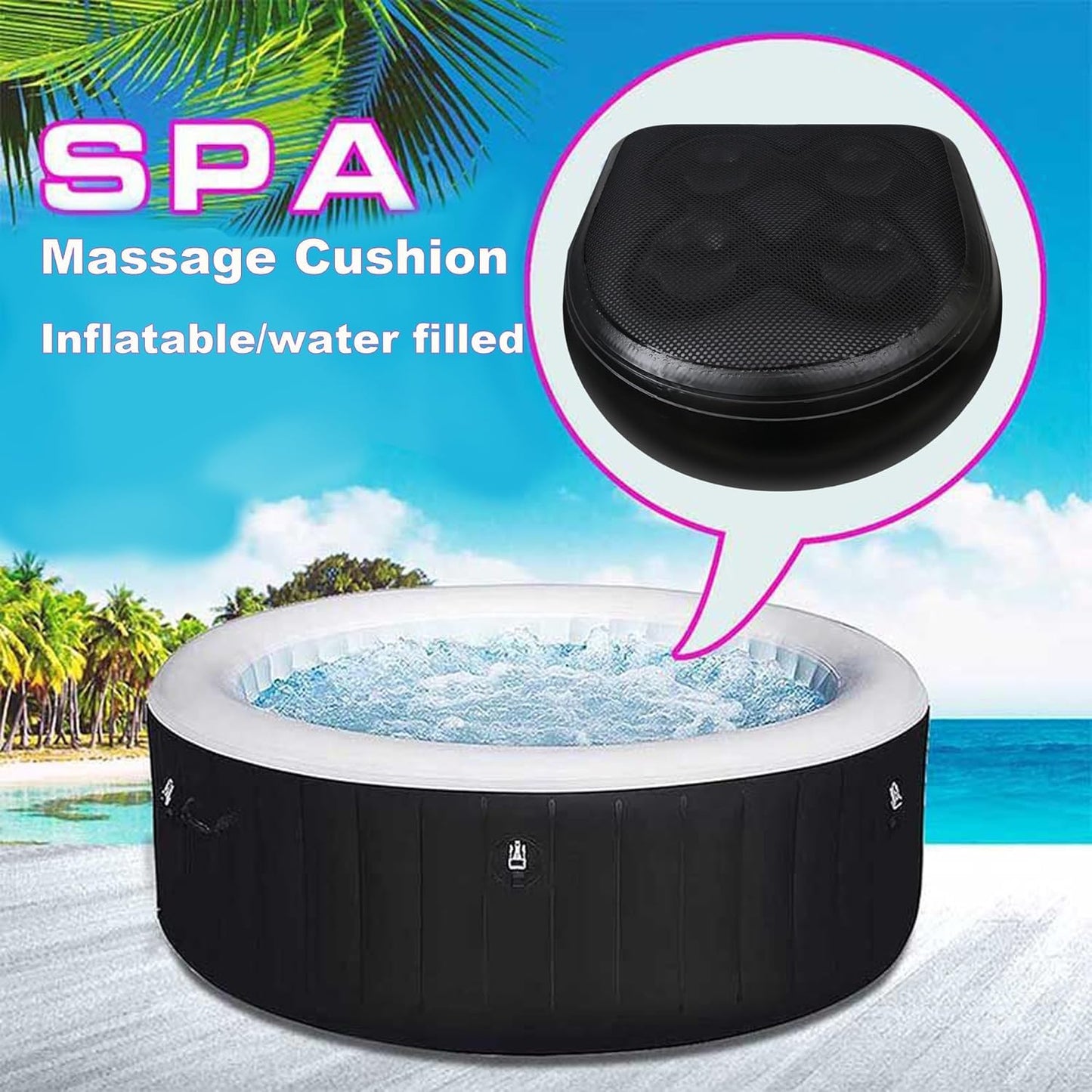 SPA Booster Seat,Spa&Hot Tub Seat with Non-Slip Suction Cups,Portable Fordable Bathtub Seat for Home/SPA/Travel/Business Trip, Black