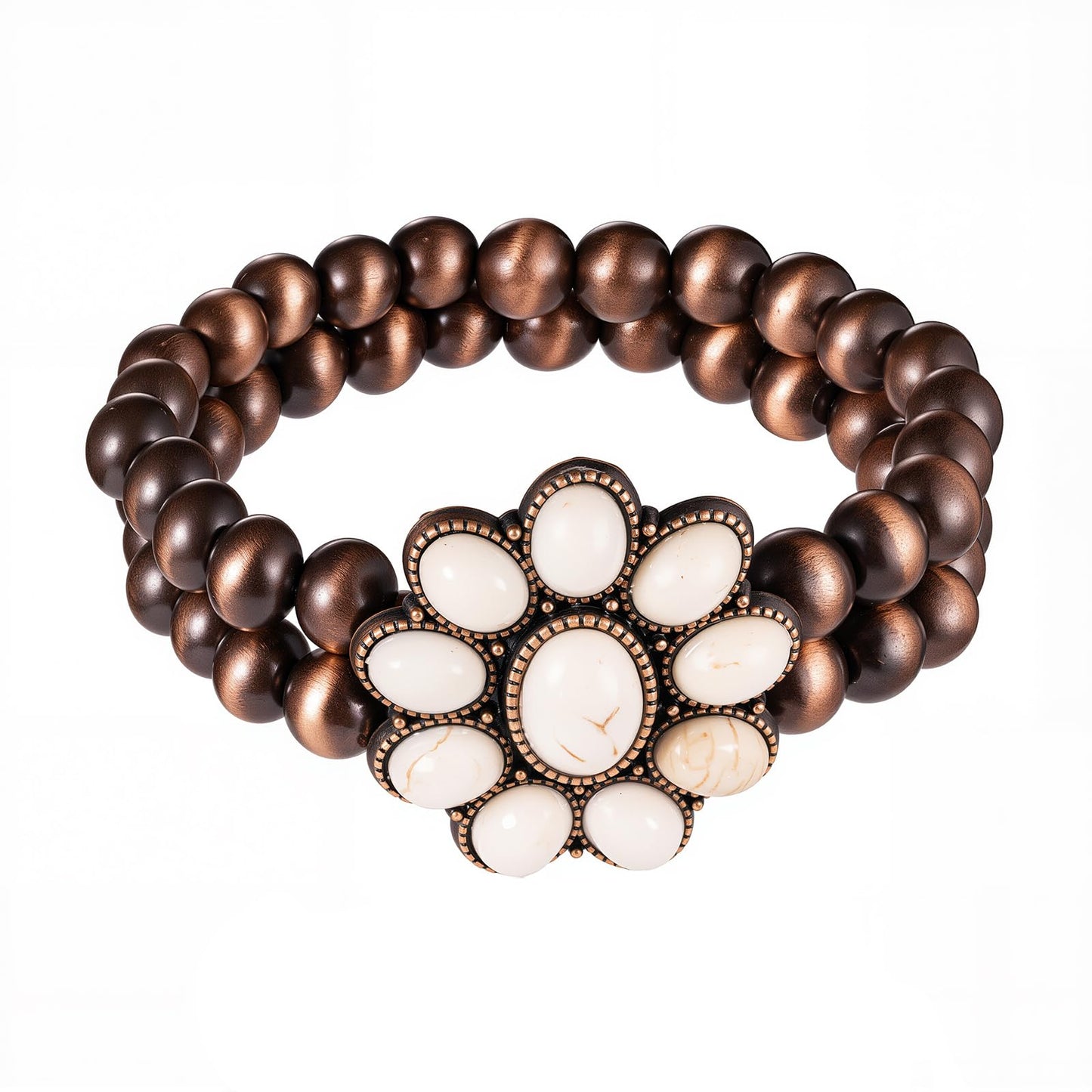 Montana West Rustic Couture's Jewelry Western Navajo Beaded Turquoise Cuff Bangle Bracelets Bohemian Vintage Elastic Bracelet for Women Cowgirl RCW-WH05WT