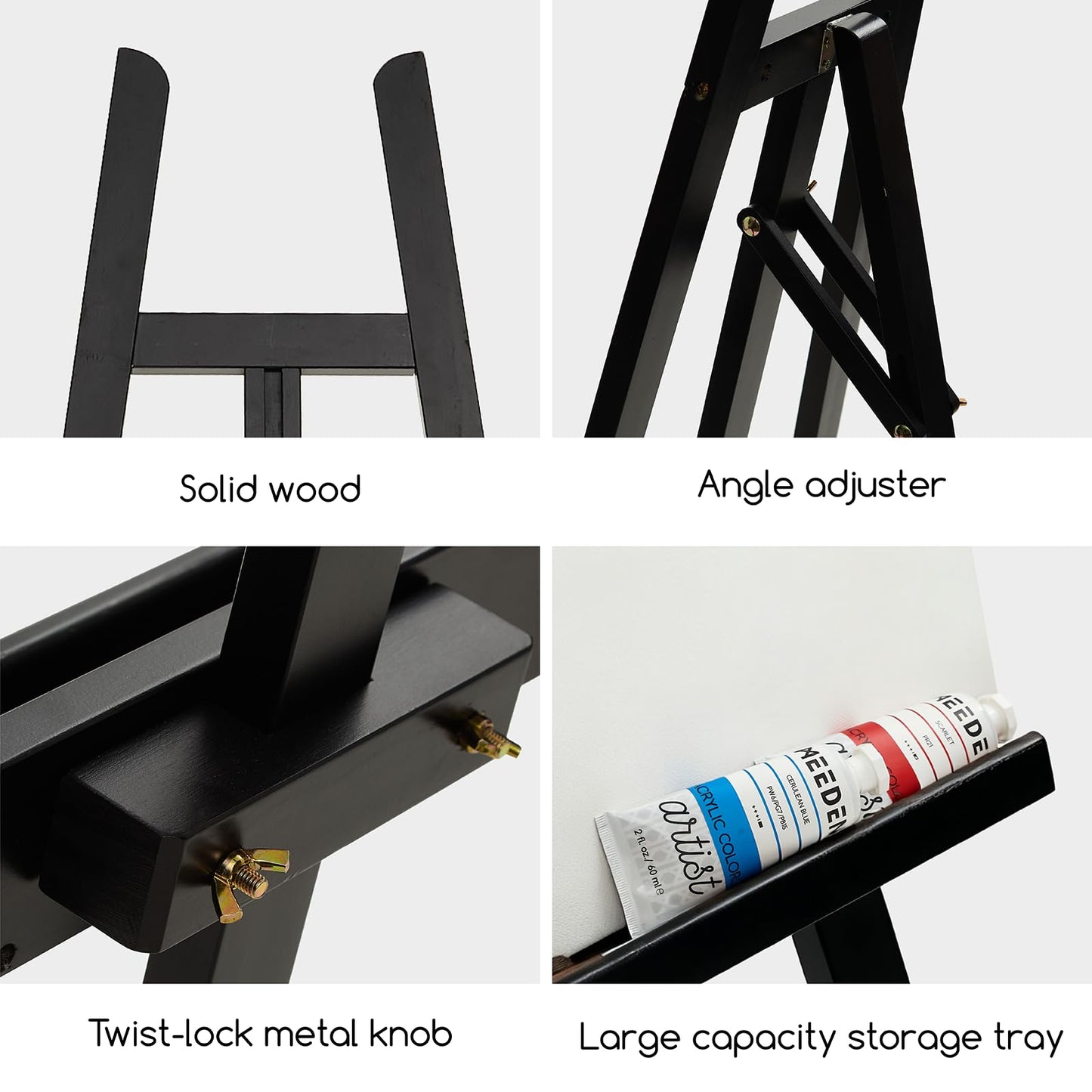 MEEDEN Display Easel Stand for Sign: Adjustable Wooden Stands for Painting - A Frame Art Easel for Canvas up to 60" for Artist Adults Drawing Picture Poster - Black