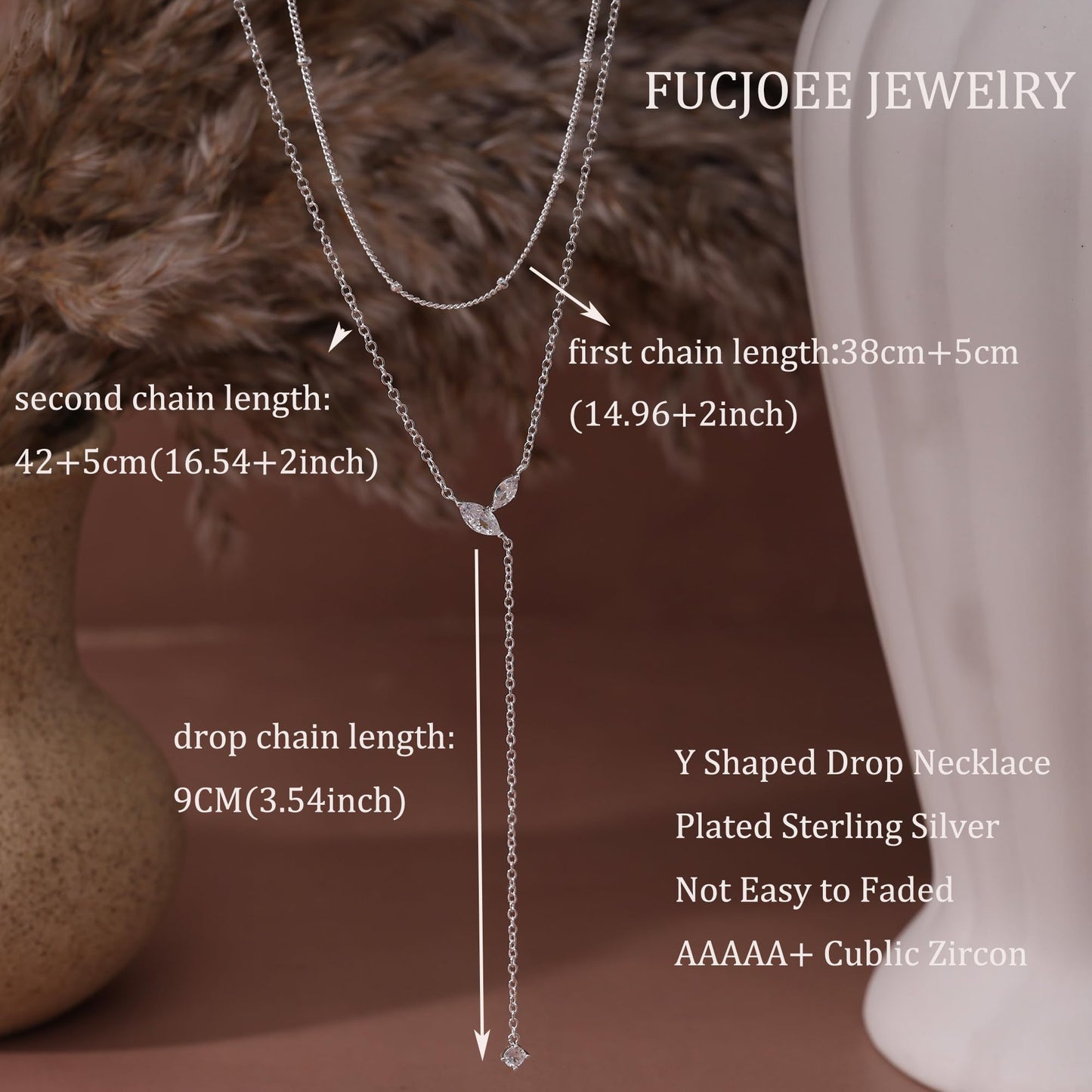 FUCJOEE Silver Layered Necklaces for Women, Dainty Long Silver Necklace Stack Boho Y Shaped Drop Necklace Set Simple Layering Necklaces for Women Trendy Silver Jewelry Set Fashion Accessories