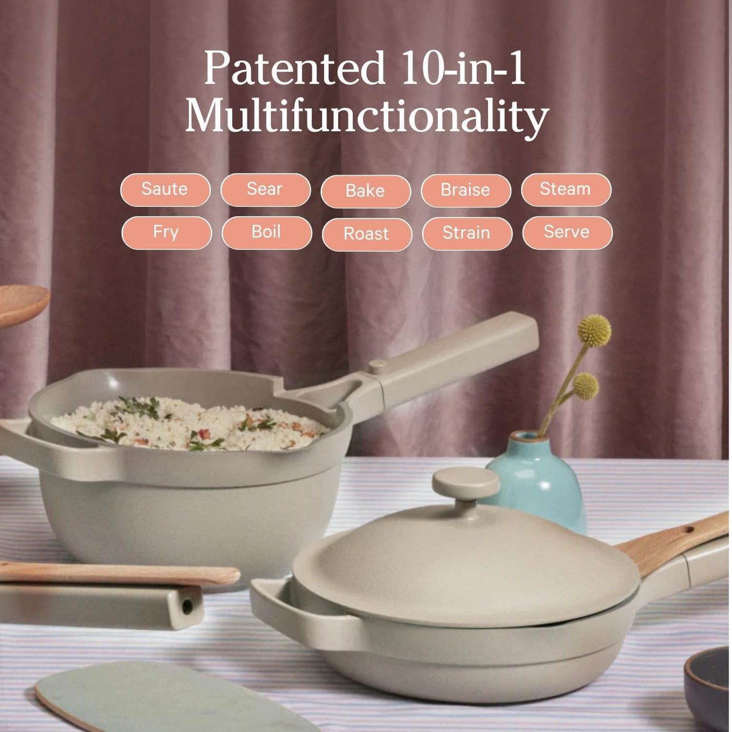 Our Place Mini Cookware Duo | 6-Piece Ceramic Cookware Set with Mini Always Pan & Mini Perfect Pot | Induction & Oven Safe up to 450°F | Nonstick, PFAS-Free Non-Toxic Cookware | Steam