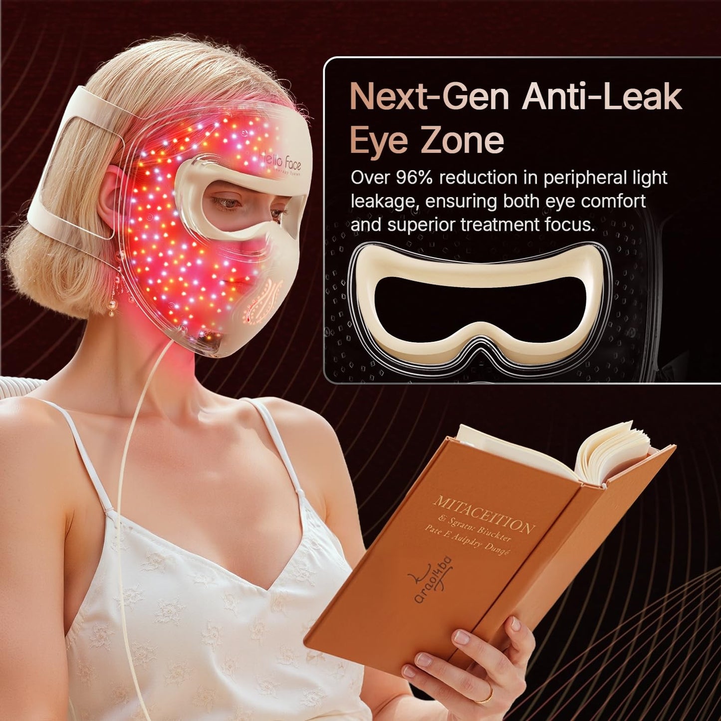 Hello Face 4D Red Light Therapy for Mask, 311 LEDs 850nm Infrared Long Light Waves Led Face Mask Light Therapy for Cordless Photons Tech, Silicone Skin Improvement for Women with Rechargeable Remote