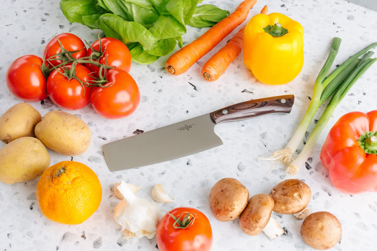Middleton Made Knives Echo 6 Nakiri Knife - 6 Inch Chef Knife - Handmade Professional Chef Knife - Chefs Knife Made with AEB-L Stainless Steel - USA Made Nakiri Chef Knife - Great Chef Gifts - Walnut