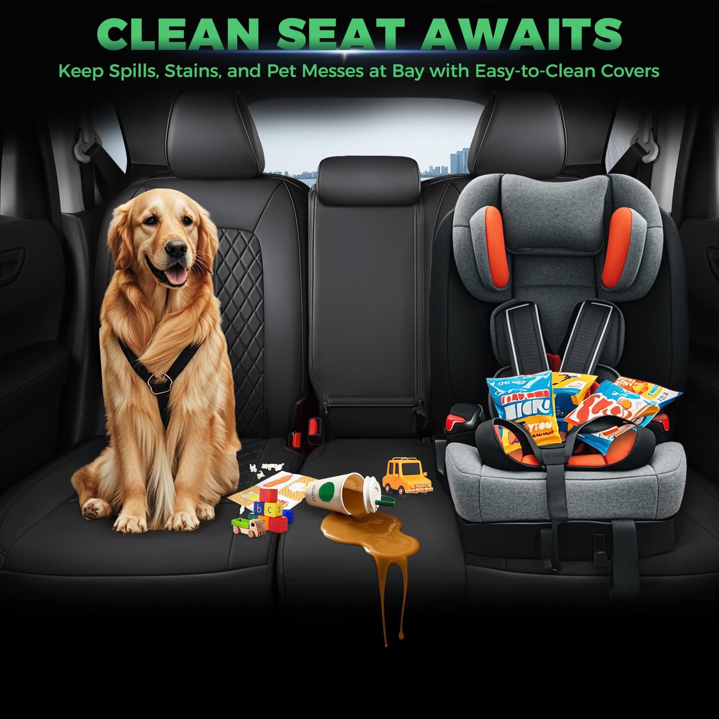 RIDEPOSH for Honda HRV Seat Covers 2023 2024 2025 2026 Sport LX, Custom Fit Car Seat Cover Full Set, Waterproof Leather HR-V Seat Protectors, SUV Cushions Accessories, Black, NOT Fit for EX-L