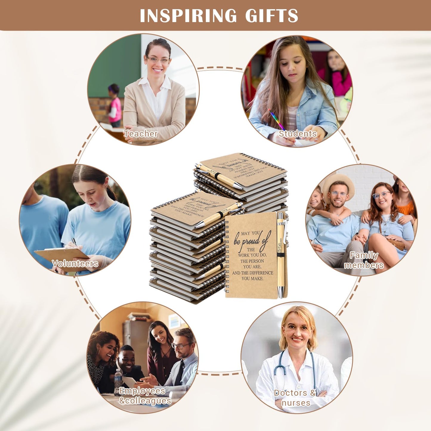 Kegeeei 32 Pcs Employee Appreciation Gifts Bulk - 16 Sets of Inspirational Spiral Notebooks with Motivational Pens, Thank You Gifts for Coworkers, Office Staff, Nurses, Team & Volunteers