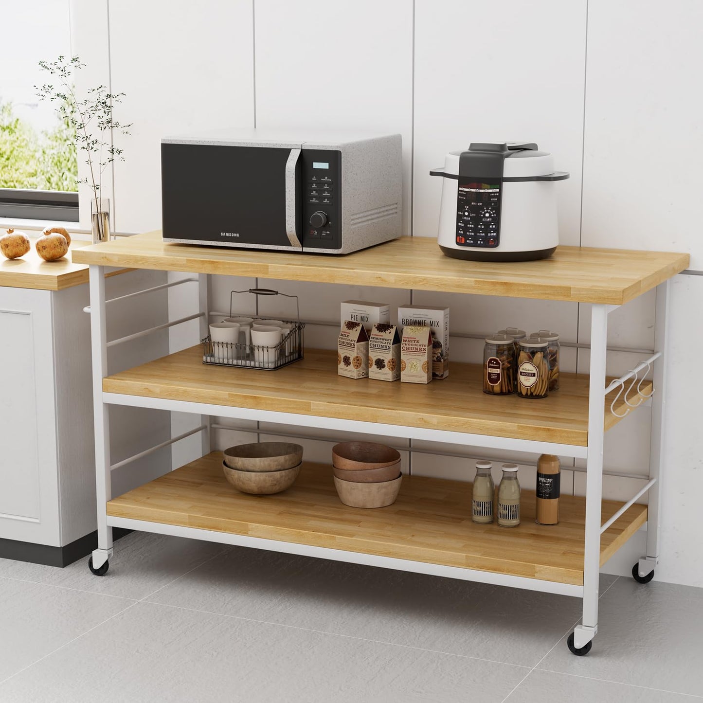 Solid Wood Butcher Block Countertop - 98"x25"x1.5" Unfinished Butcher Block Table Top, Solid One-Piece Desktop for DIY Washer Dryer, Kitchen Countertop, Workbench, 8.17ft