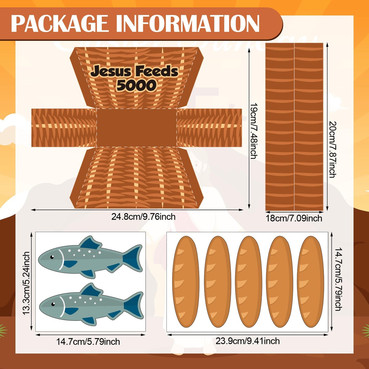 Motipuns 24 Set 24 Set Jesus Feed 5000 Craft Kit Sunday School VBS Religious Craft DIY Christian Handheld Basket Fisher of Men Vacation Bible School Gift for Home Church Preschool Activity Supply