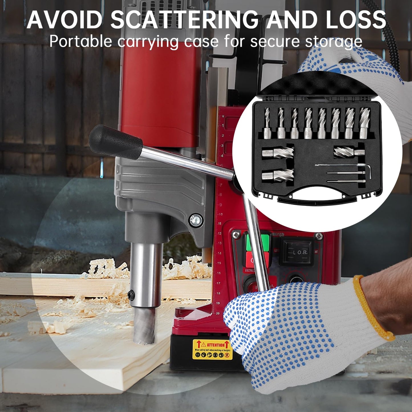 Mag Drill Press, Portable Magnetic Drill Press with 1.57" Boring Diameter 820 RPM 1450w 2922 Lbf/13000n Power Mag Force Electric Drilling Machine for Metal Surface