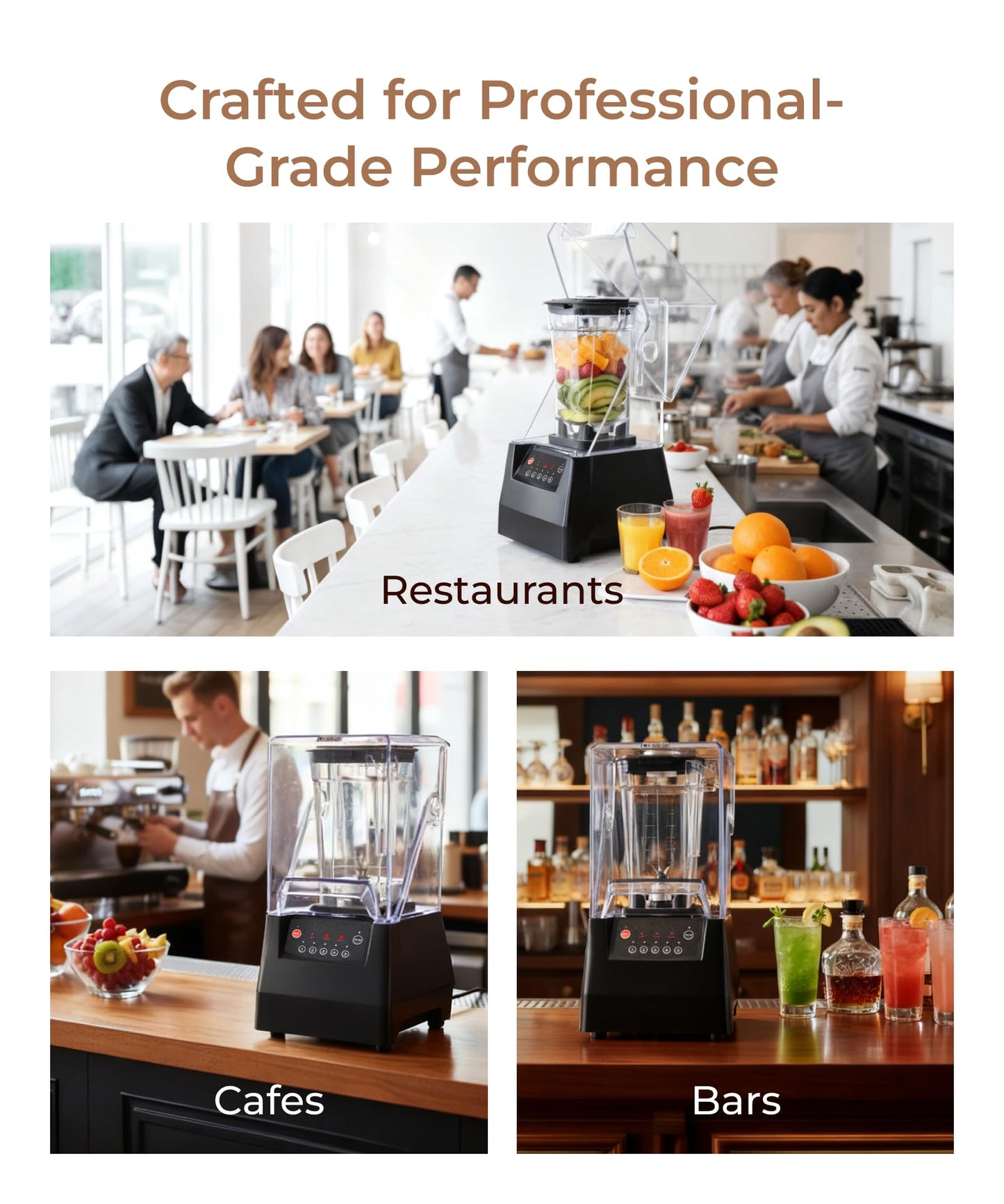 SYBO HS-210E Professional-Grade Commercial Blender With Quiet Shield, Heavy-Duty 2HP High-Speed, 48oz BPA-Free Jar, Easy Cleaning & Dishwasher-Safe, for Juice, Ice Shakes, Smoothies, Metallic