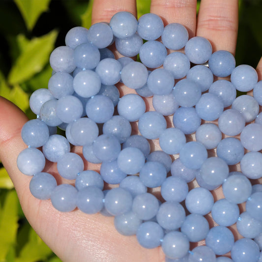 35pcs 10mm Natural Gemstone Beads for Jewelry Making Supplies,Aquamarine Healing Crystal Polished Round Loose Stone Beads for Bracelet Necklace 15 Inch