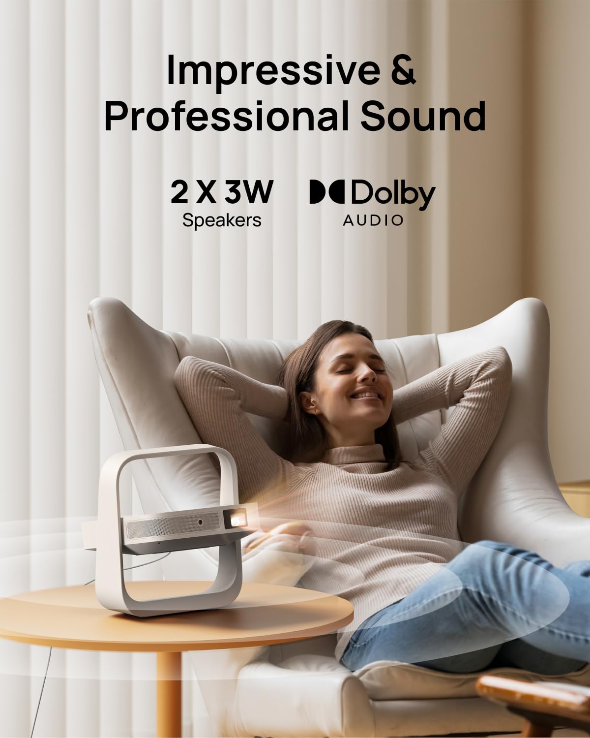 XGIMI Elfin Flip Plus Portable Projector, Google TV with Licensed Netflix, 500 ISO Lumens, 1080P Resolution Home Projector, Build-in Adjustable Stand, Lightweight and Compact Design, Screen Adaption