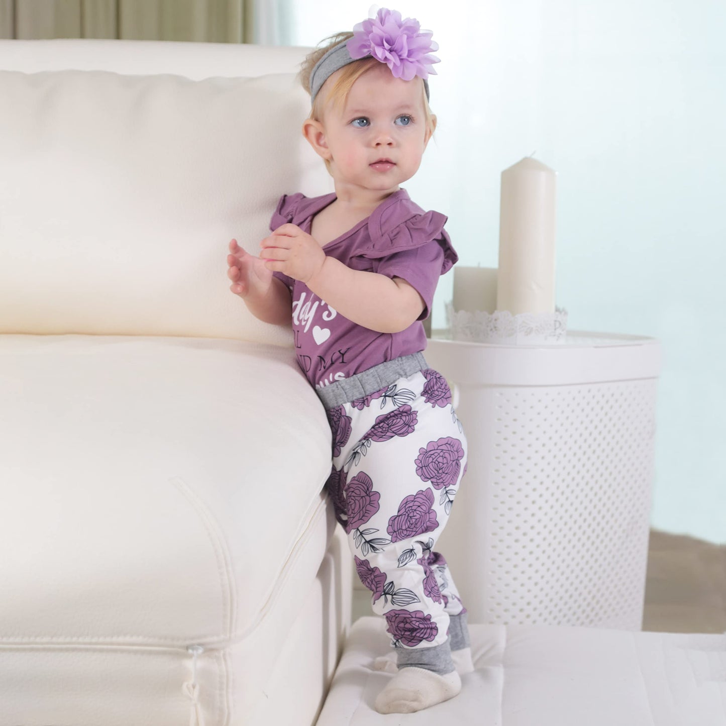 Renotemy Infant Girl Clothes Newborn Outfits Short Sleeve Romper Pants Set 0-3 Months Baby Girl Clothes Outfit Sets