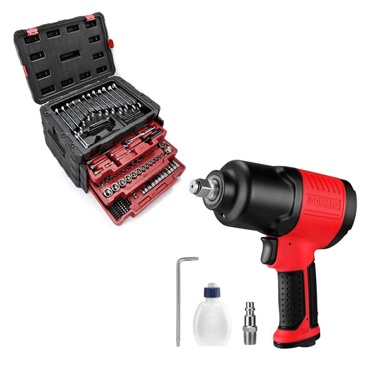 WORKPRO 450-Piece Mechanics Tool Set 1/2" Drive Air Impact Wrench