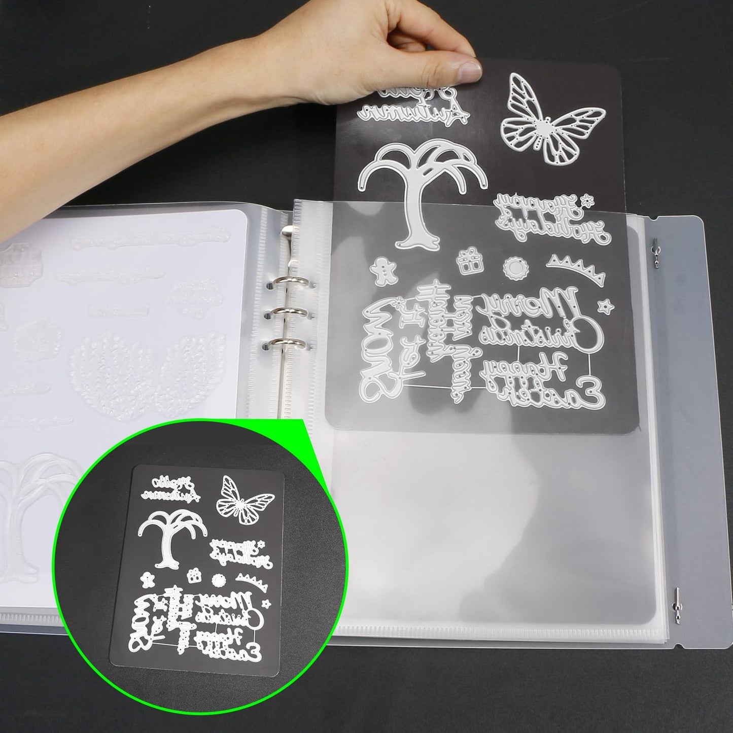 UNIMEIX 9.2 x 6.9 Inch Large Magnetic Sheets for Die Storage with Binder Cover, 12 Pcs Stamp and Die Storage Die Cut Storage for Card Making Supplies