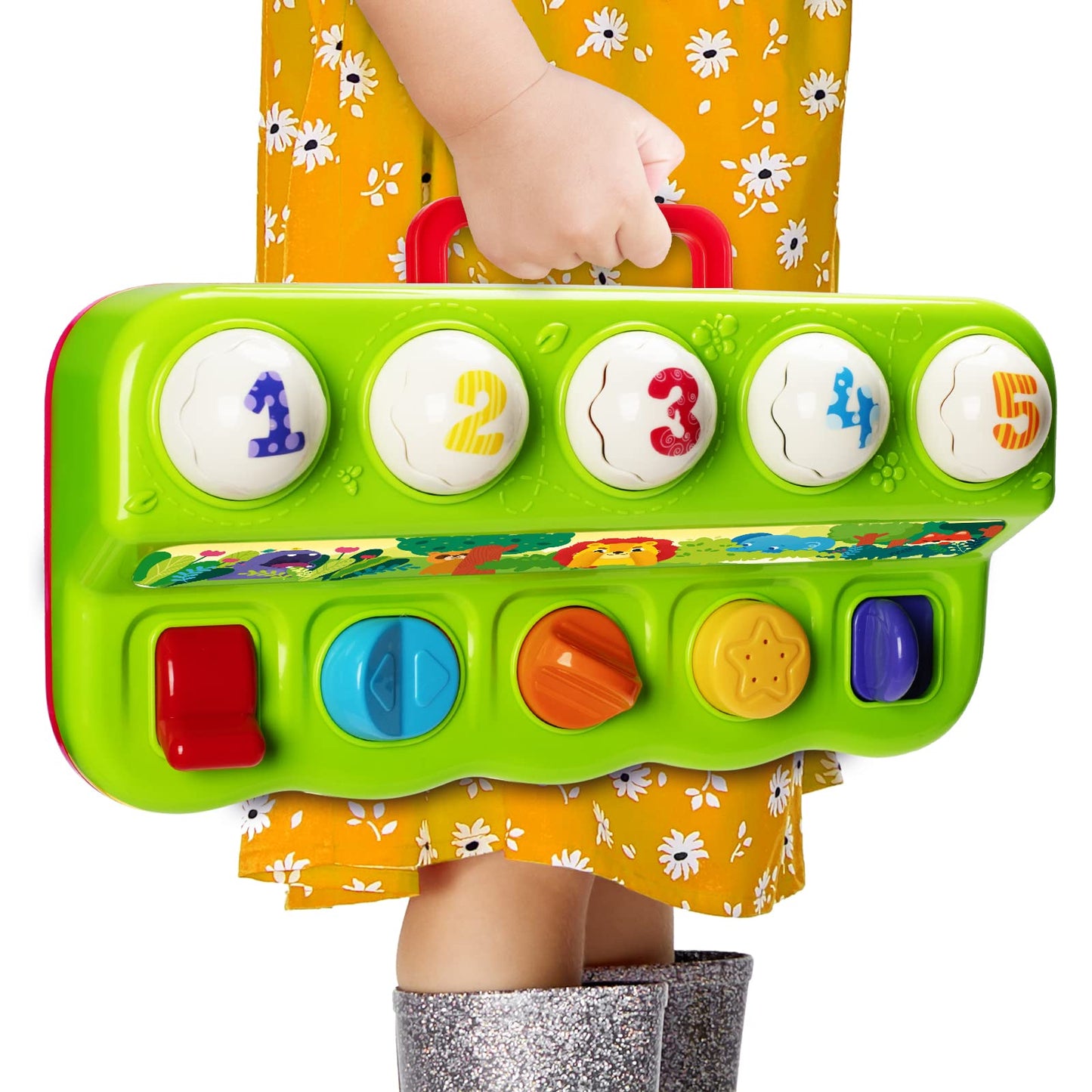 YEEBAY Pop Up Animals Toy with Music & Sound, Early Developmental Toy for 12-18 Months Baby, Infants & Toddlers,1 Year Old Girls & Boys