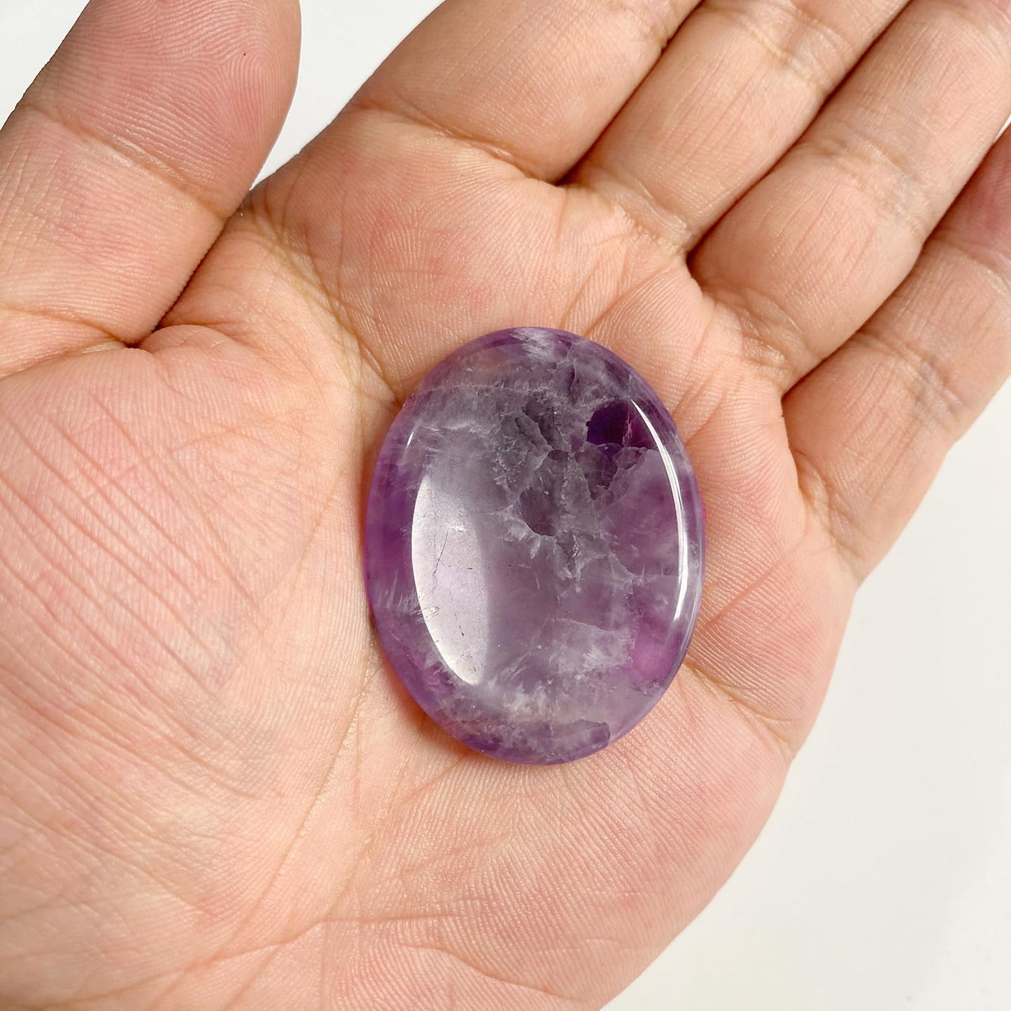 GolbalJew Amethyst Thumb Worry Stone for Anxiety Healing Crystals Sets, Hand Carved Crystals and Healing Stones, Meditation Crystal Reiki Natural Relax Palm Stone for Anxiety Therapy Relief