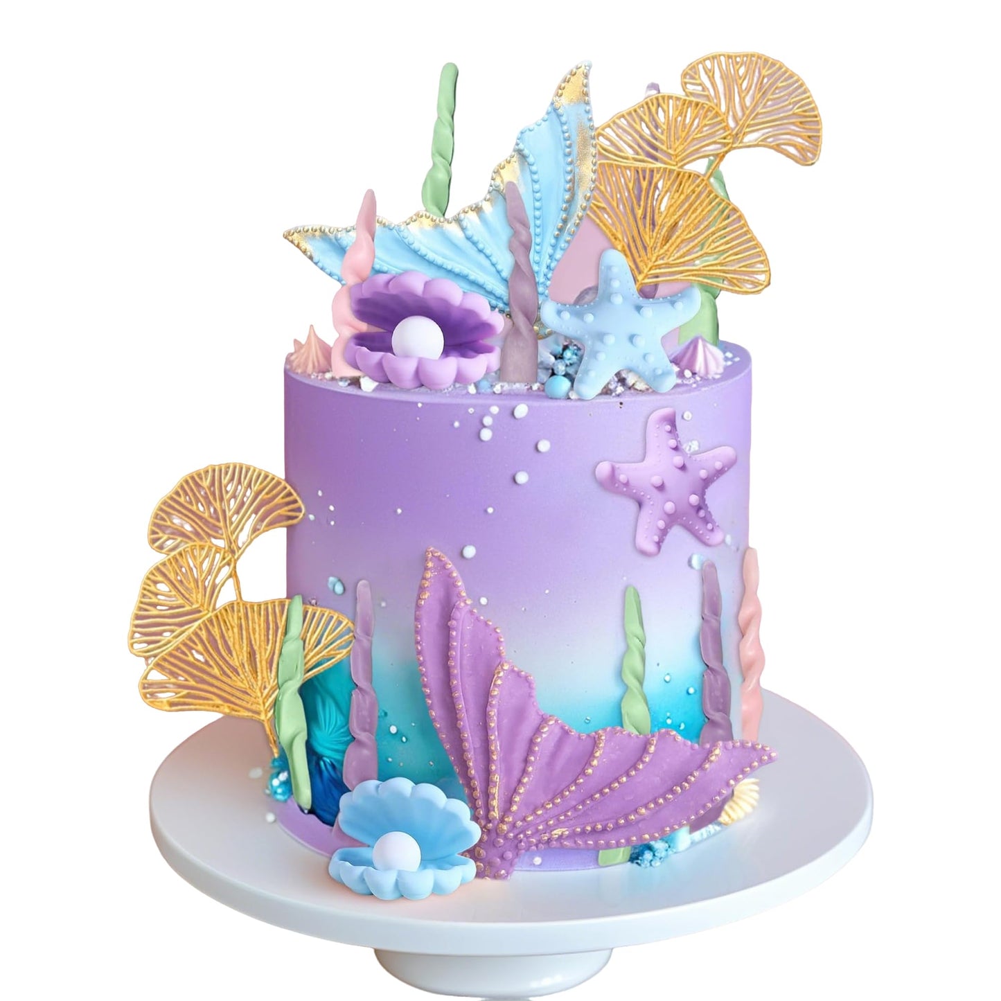 Under the Sea Cake Topper Mermaid Cake Decorations Ocean Mermaid Theme Baby Shower Little Seashell Cake Toppers Birthday Bridal Shower Wedding Party Supplies