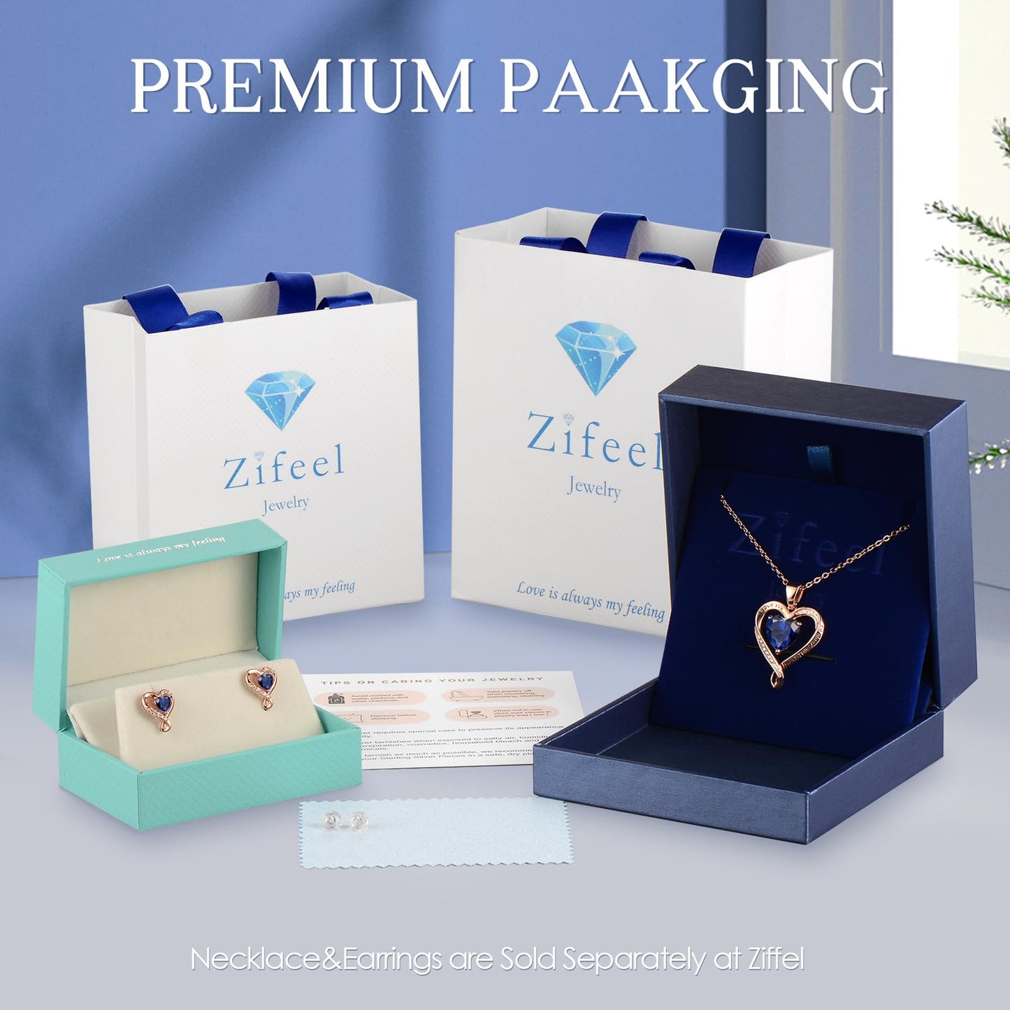 Zifeel Earrings for Women, Rose Gold Birthstone Heart Studs Earring for Girlfriend Wife, Anniversary Birthday Christmas Valentines Mothers Day Gifts Jewelry for Women Wife Her Mom