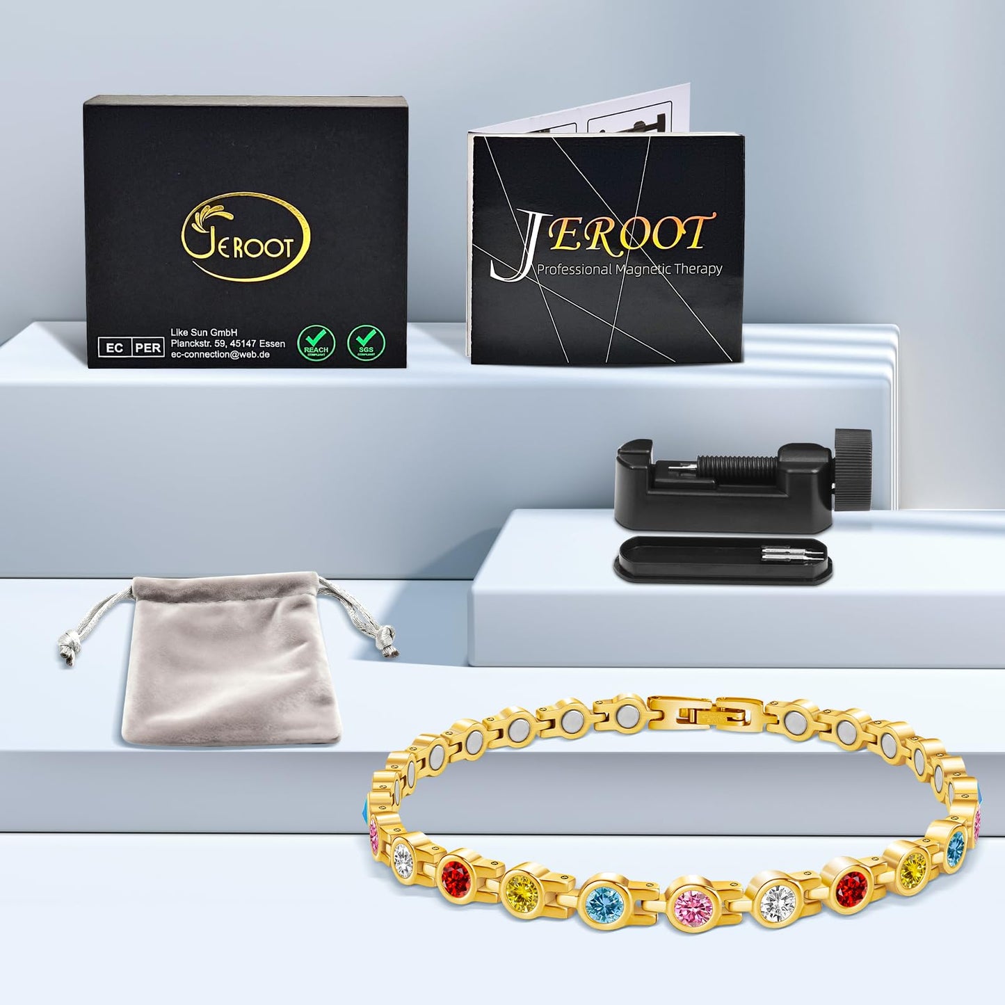 JEROOT Titanium Steel Magnetic Anklets Bracelets for Women, Magnetic Anklet for Women with 3500 Gauss Magnets, Adjustable Women's Anklet for Jewelry Gift