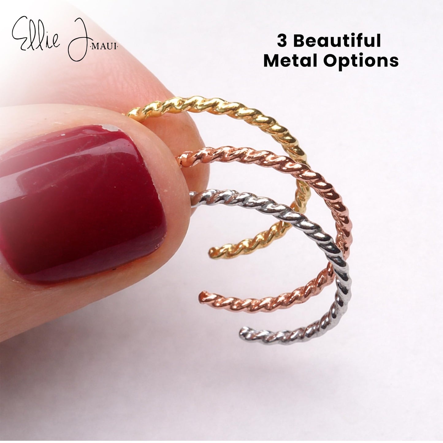 Ellie J Maui Braided Rope Twist Toe Ring Sterling Silver 925, 14k Yellow Gold Filled or Rose Gold Filled, Adjustable Cuff Open Back (Yellow Gold Set of Two)