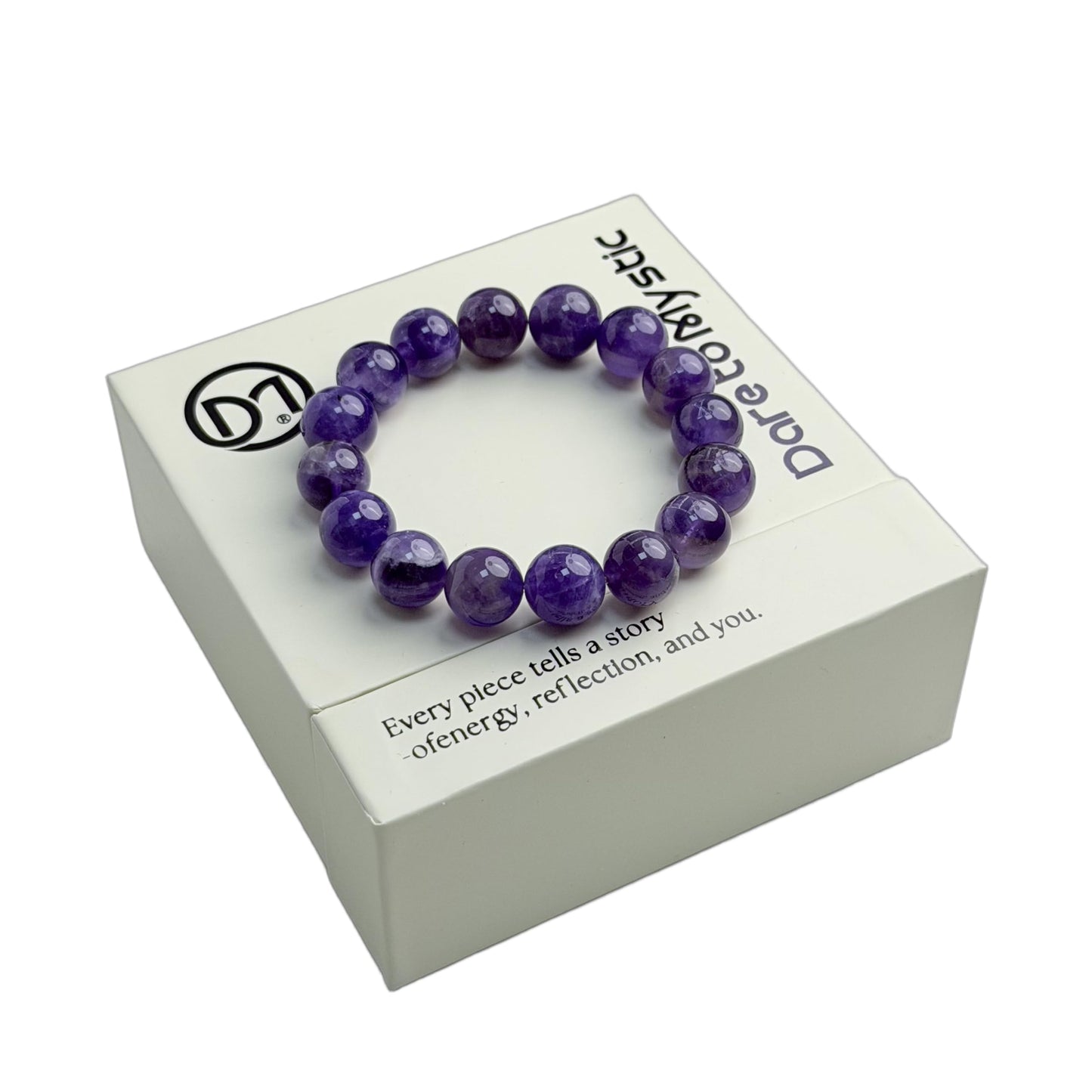 Natural Amethyst Bracelet for Women – Deep Purple Uruguayan Gemstone Beads with Roman Numeral Engraving, Crystal Jewelry for Clarity, Intuition & Daily Reflection, Gift Box Included