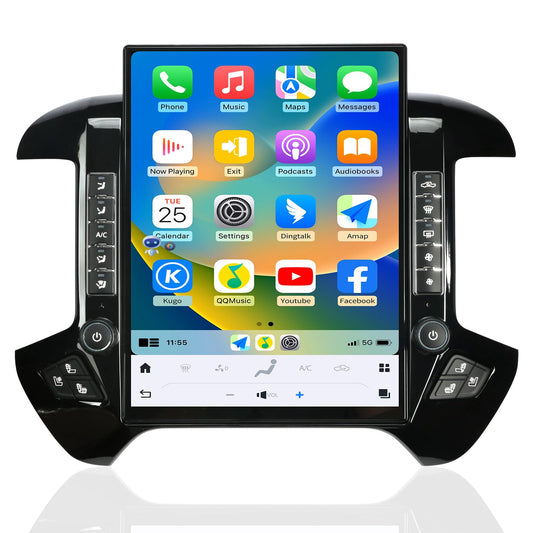 Car Radio for Chevrolet Silverado GMC Sierra 2014-2019 Stereo Replacement Head Unit 15.6 Inch 2K IPS Touch Screen Tesla Style Carplay Android Auto GPS Navigation Multimedia Play OEM 8 Inch (Black)