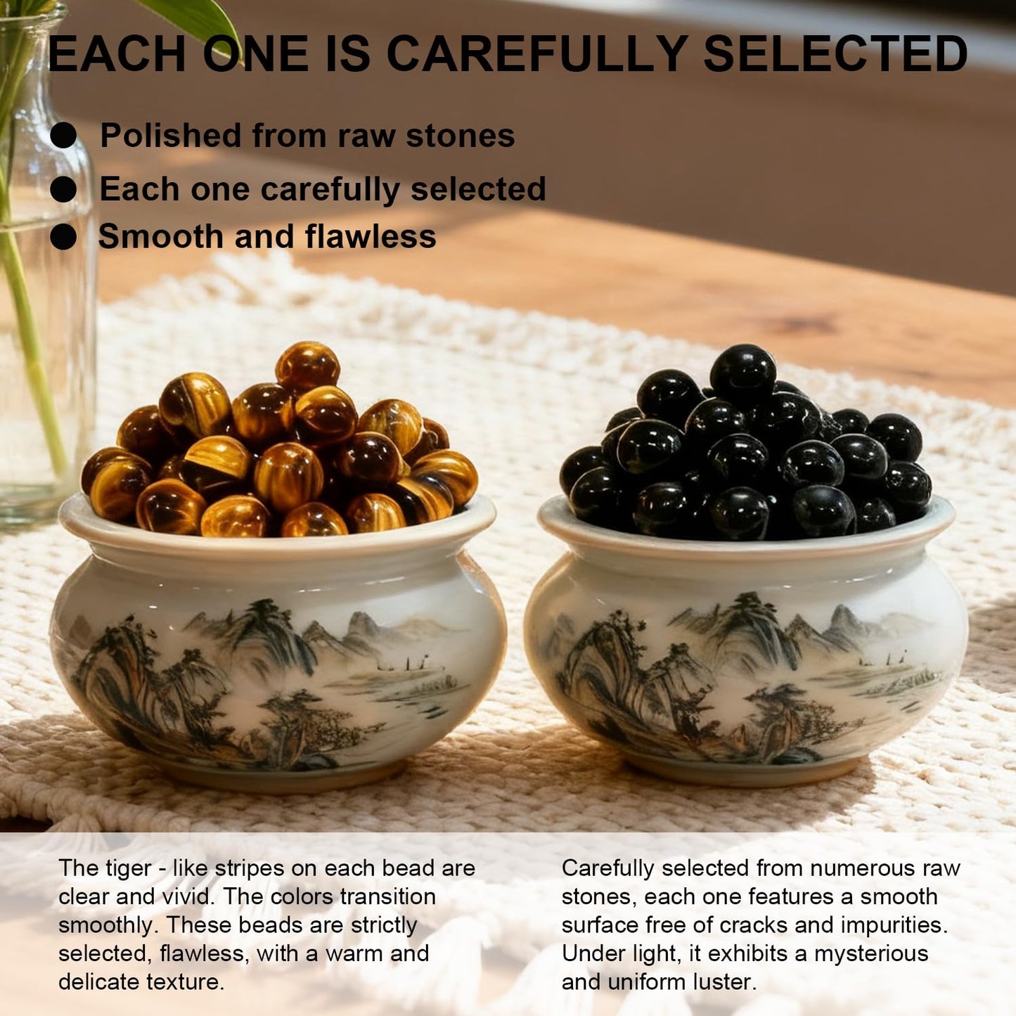 Ruishupin Natural obsidian bracelet,Tigers eye black obsidian 8/10/12/13mm beads bracelet for men and women, Jewelry Healing elasticized Bracelets Bring Luck and happyness Prosperity.Mom/Dad/Wife/Employee gift
