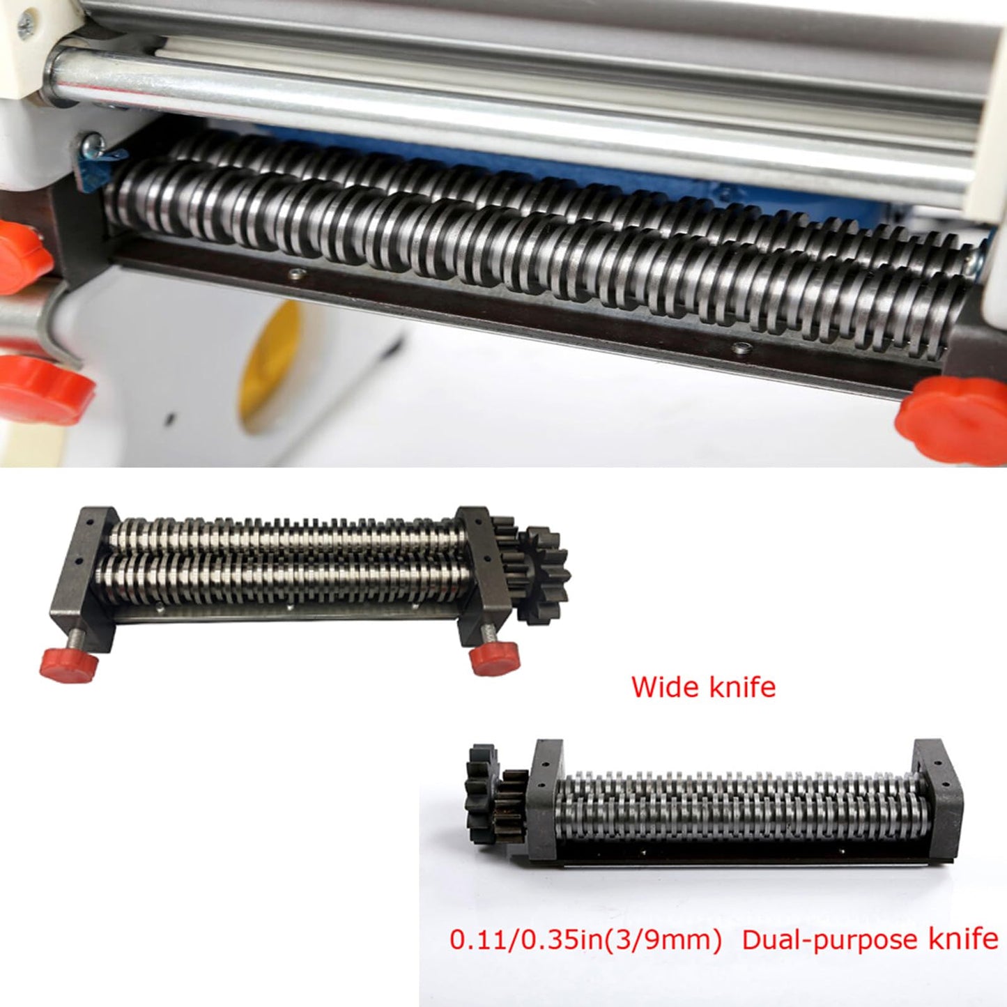 WYDDDARY Electric Pasta Press Maker Noodle Machine Stainless Steel Electric Noodle Maker with 0.12inch/3mm and 0.35in/9mm Wide Knife for Home Commercial 110V