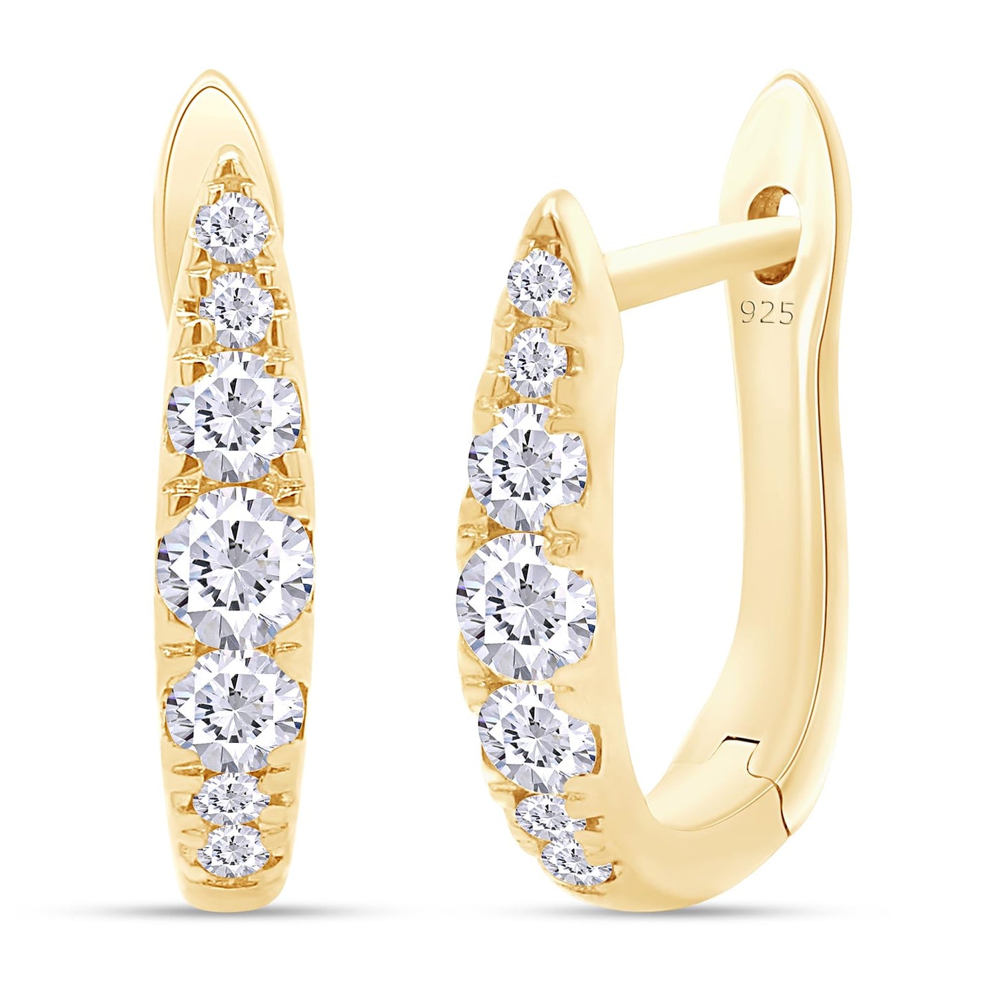 Huggie Hoop Earrings for Women Round Lab Created Moissanite Earrings for Her in 14K Yellow Gold Over Sterling Silver Jewelry