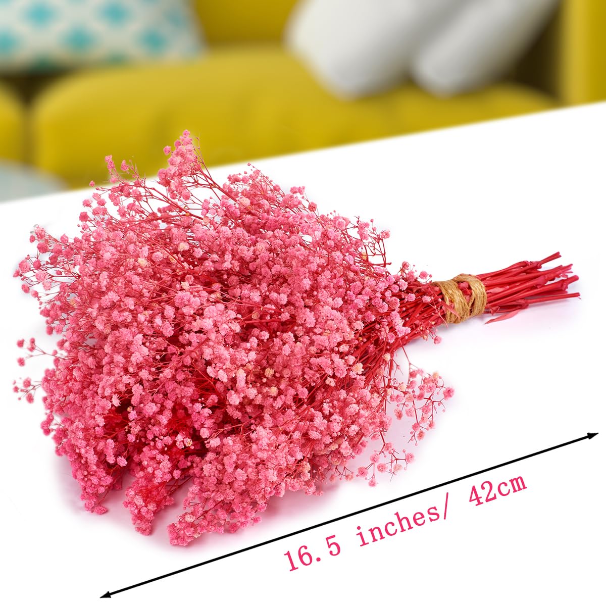 Gipizi Dried Baby's Breath Flowers Pink, 17inch Dried Natural Flowers Babys Breath Bulk with 3000 Buds, Real Dry Gypsophila for Wedding, Party, Wreath Floral DIY, Home Decor