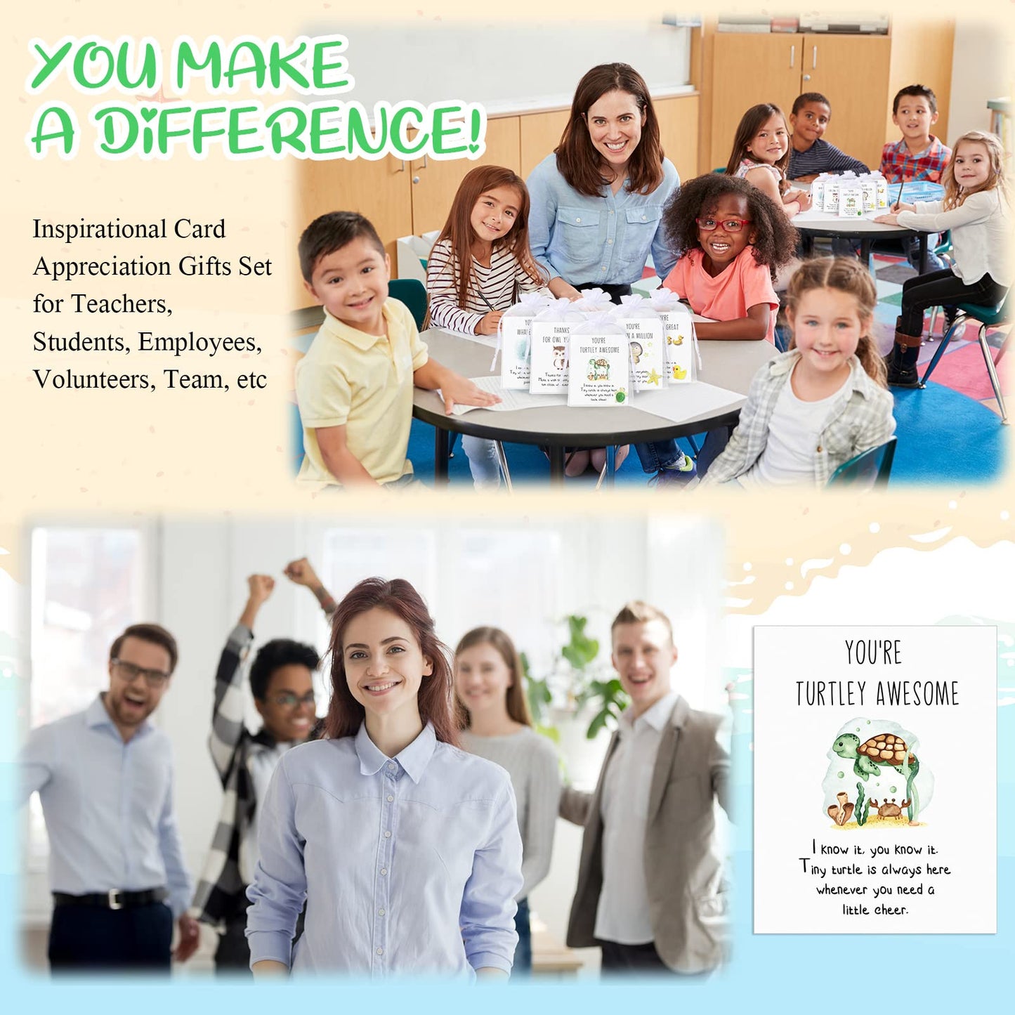 Fumete 25 Set Employee Appreciation Gift Bulk for Coworkers Graduation Volunteer Teacher Nurse Funny Resin Animal with Pun Inspirational Note Cards Office Team Staff Thank You Gift