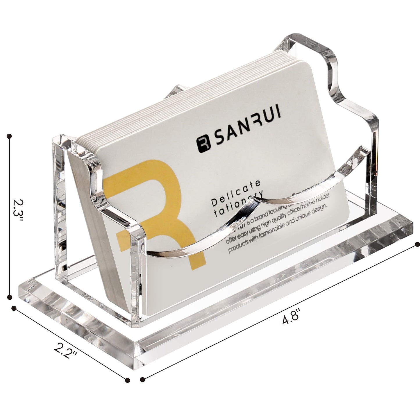 SANRUI Clear Horizontal Business Card Holder Stand for Desk, Acrylic Desktop Display Name Cards Holders Organizer Storage Rack,for Exhibition, Home, Office,1 Tier 1 Pocket, 60 Card Capacity