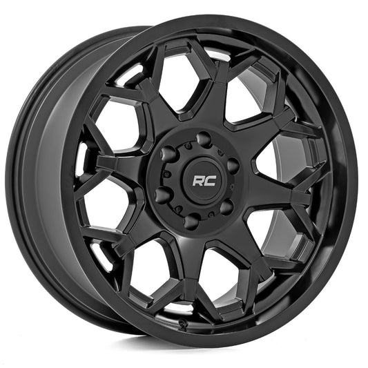 Rough Country 80 Series 20x9 Wheel - 6x135mm Bolt Pattern, 0mm Offset, One-Piece Aluminum, Semi-Gloss Black Off-Road Rim for Jeeps, Trucks, SUV