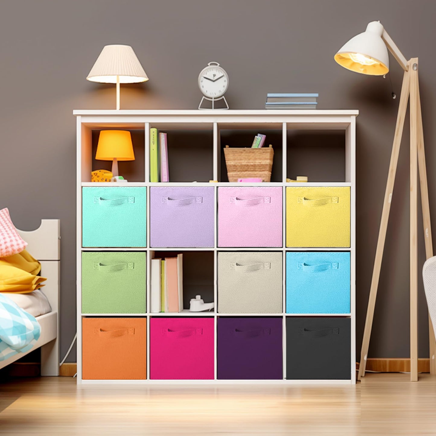 ShellKingdom Storage Bins, Foldable Fabric Storage Cubes And Cloth Storage Organizer Drawer For Closet And Toys Storage, 6 Pack (Lavender+Light Blue+Pink)