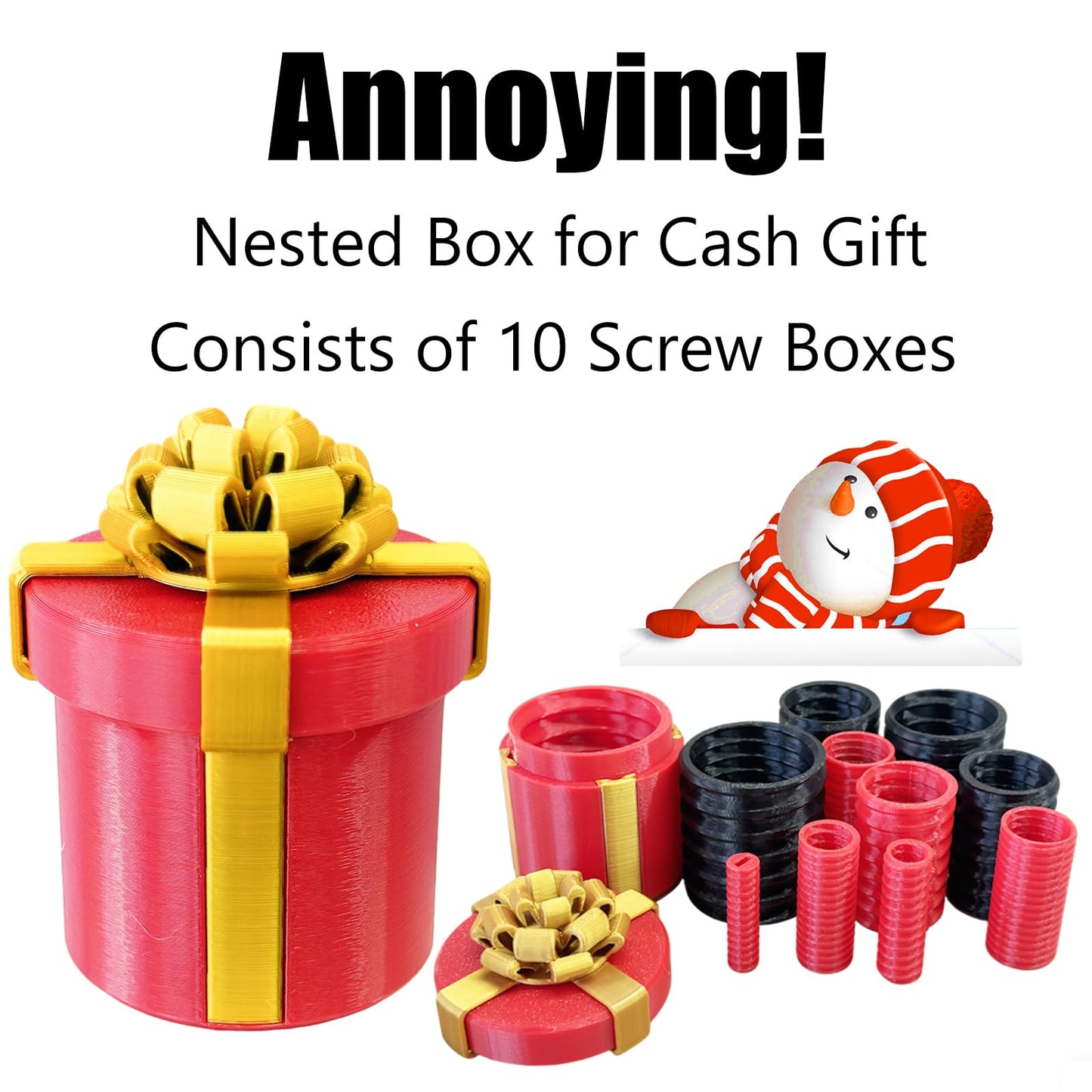 ajitxalr Gotcha Box,Prank Gifts,Puzzle Gift Box,Prank Gifts for Adults,Money Puzzle,Annoying Nested Screw Gift Box,Reusable Perfect Money Puzzles for Birthday Christmas White Elephant Party