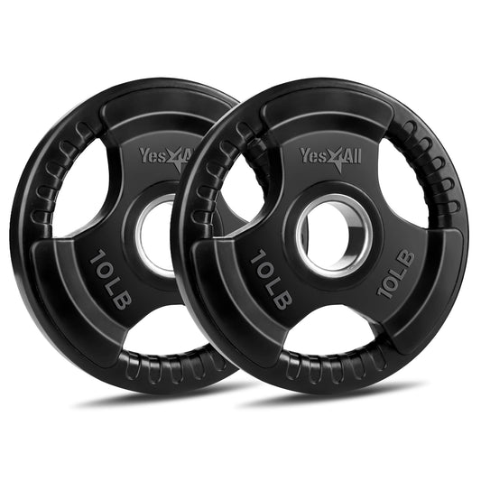 Yes4All Weight Plate Grip Rubber Coated For Weightlifting & Strength Training, Cast Iron - 10LB - Pair