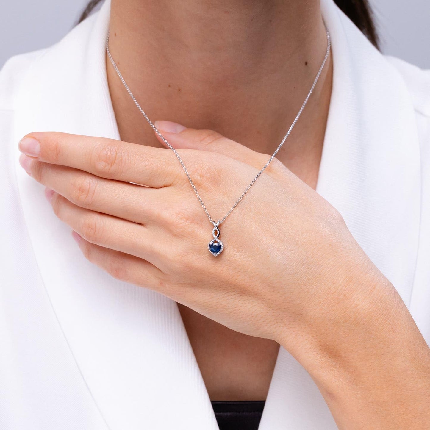 Angara Natural Blue Sapphire Pendant for Women | Heart-Shaped Blue Sapphire Infinity Pendant with Diamond Accents in Rose Gold | September Birthday, Anniversary, Gemstone Jewelry Gift | AAA | 4mm