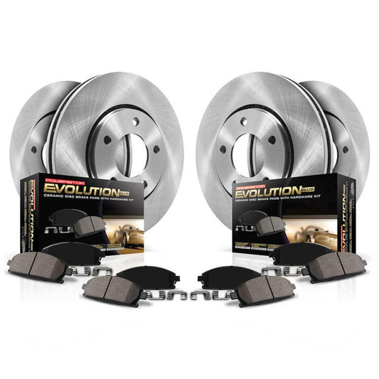 PowerStop Front and Rear Brake Kit For Jeep Wrangler 2007-17 | Jeep Wrangler JK 2018 - Disc Rotors & Ceramic Brake Pads Replacement, KOE2798