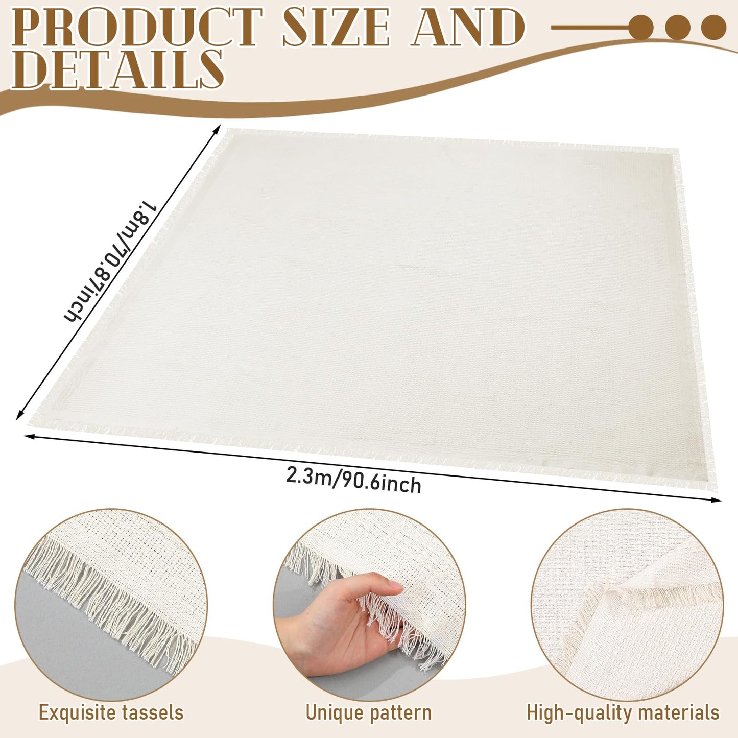 Hillsuren Giant Beach Blanket with Fringe 91 x 71 Inch Waffle Woven Cotton Oversize Yarn Outdoor Picnic Blanket Bohemia Sandproof Beach Towel for Spring Summer Camping Accessories(Milky White)