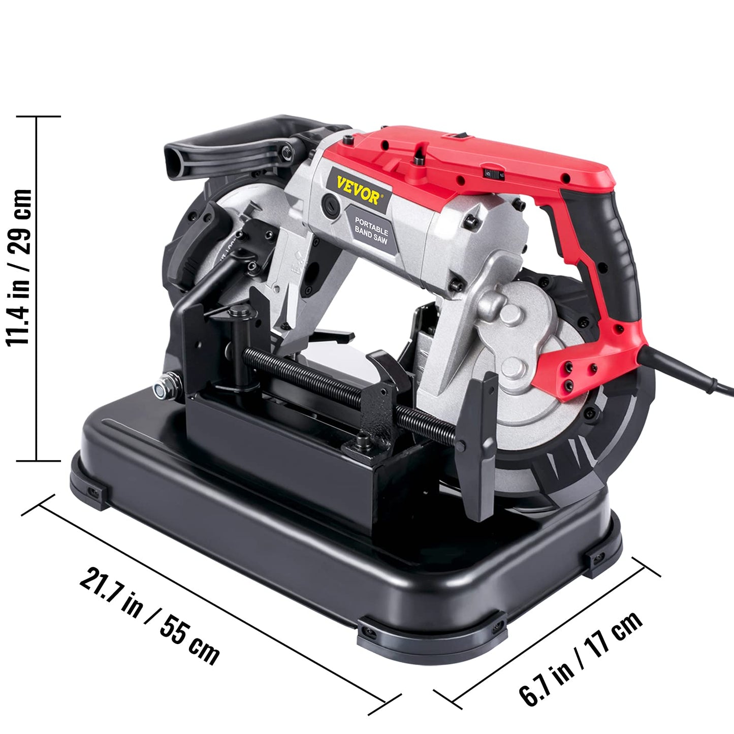 VEVOR Portable Band Saw, 110V Removable Alloy Steel Base 5 Inch Cutting Capacity Hand held Variable Speed Portable Bandsaw, 10Amp Motor Deep Cut Band saw for Metal Wood