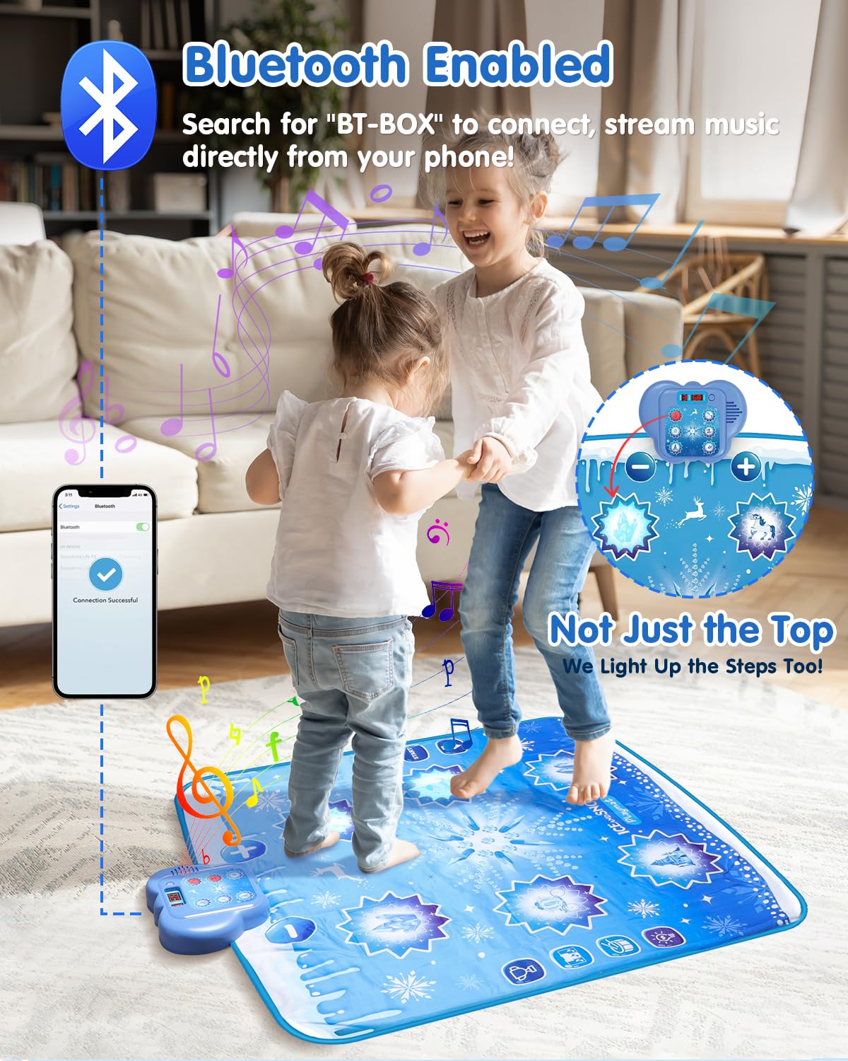 Humzo Frozen Toys Dance Mat for Girls – Bluetooth Light-Up Musical Floor Mat with 4 New Game Modes, Adjustable Volume, 2025 New Gift for Girls Ages 3-12 Birthday & Christmas