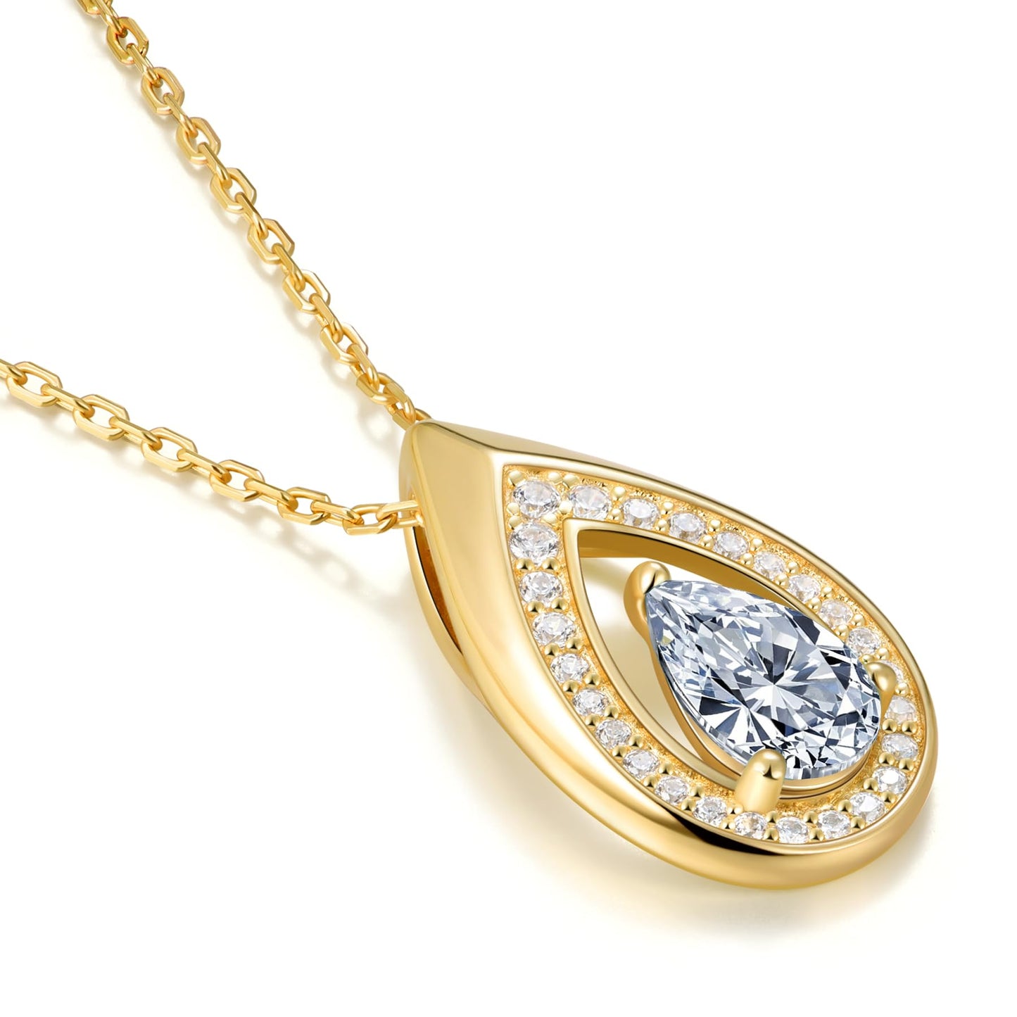 Kstyle Yellow Gold Moissanite Pendant Necklaces for Women Valentine's Day Birthday Gift Anniversary Jewelry for Wife Daughter Grandma Mom Sister (1 cttw Non Tarnish)