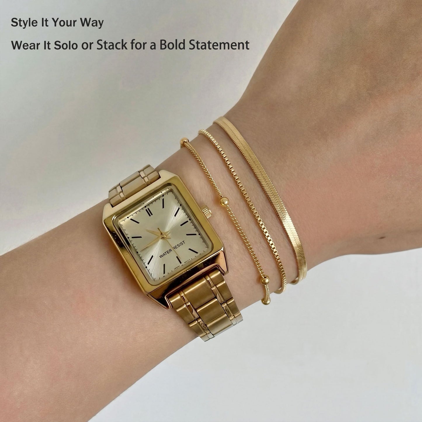 DEARMAY Gold Bracelets for Women Non Tarnish Jewelry Sets 14K Gold Plated Bracelets Stack Trendy Dainty Stackable Paperclip Rope Snake Box Figaro Chain Bracelets Set Pack Costume Fashion Gifts