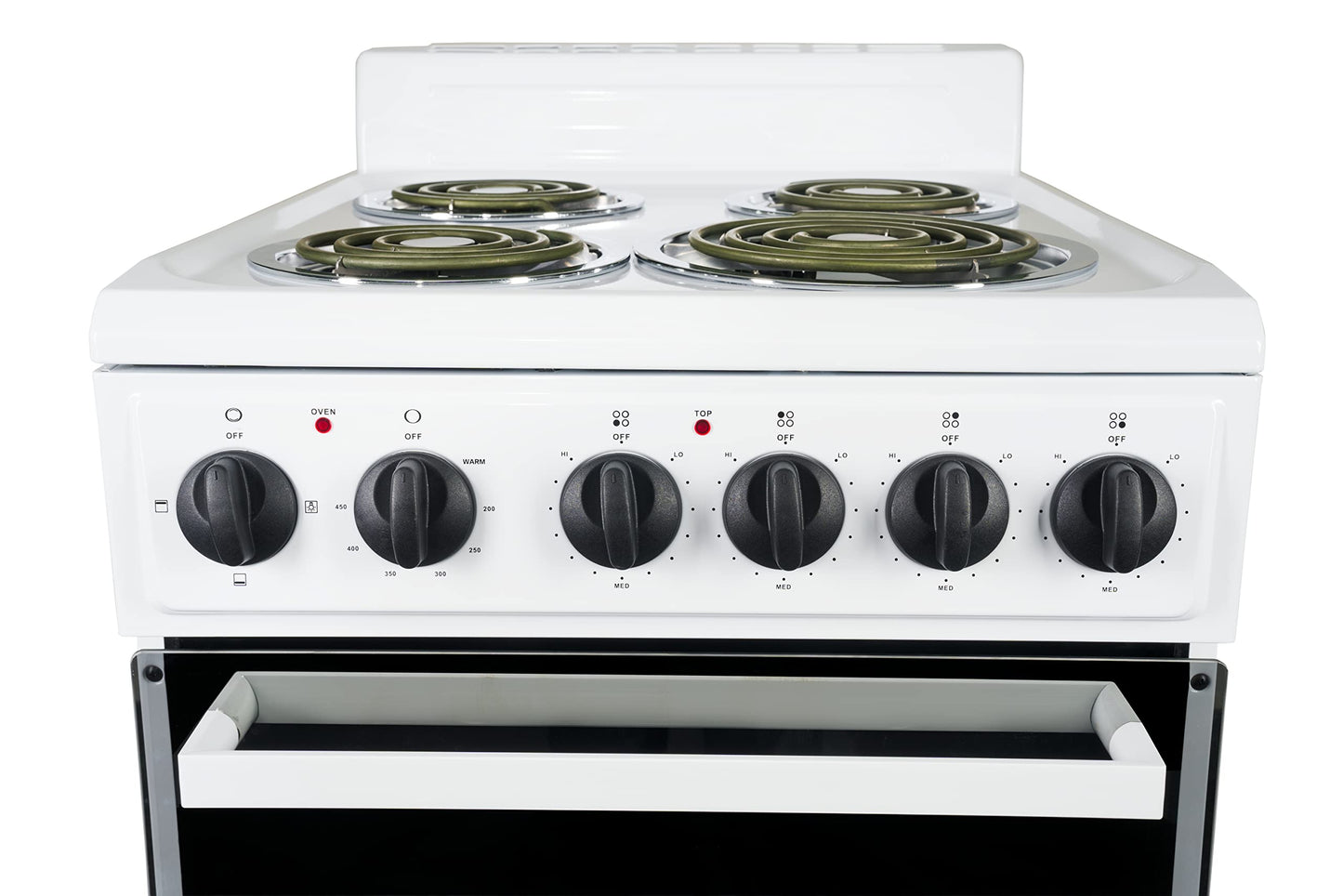 Premium Levella PRE2025GW 20 in Freestanding Electric Range with 4 Coil Burners and 2.2 Cu. Ft. Single Oven Capacity with Lower Storage Drawer in White