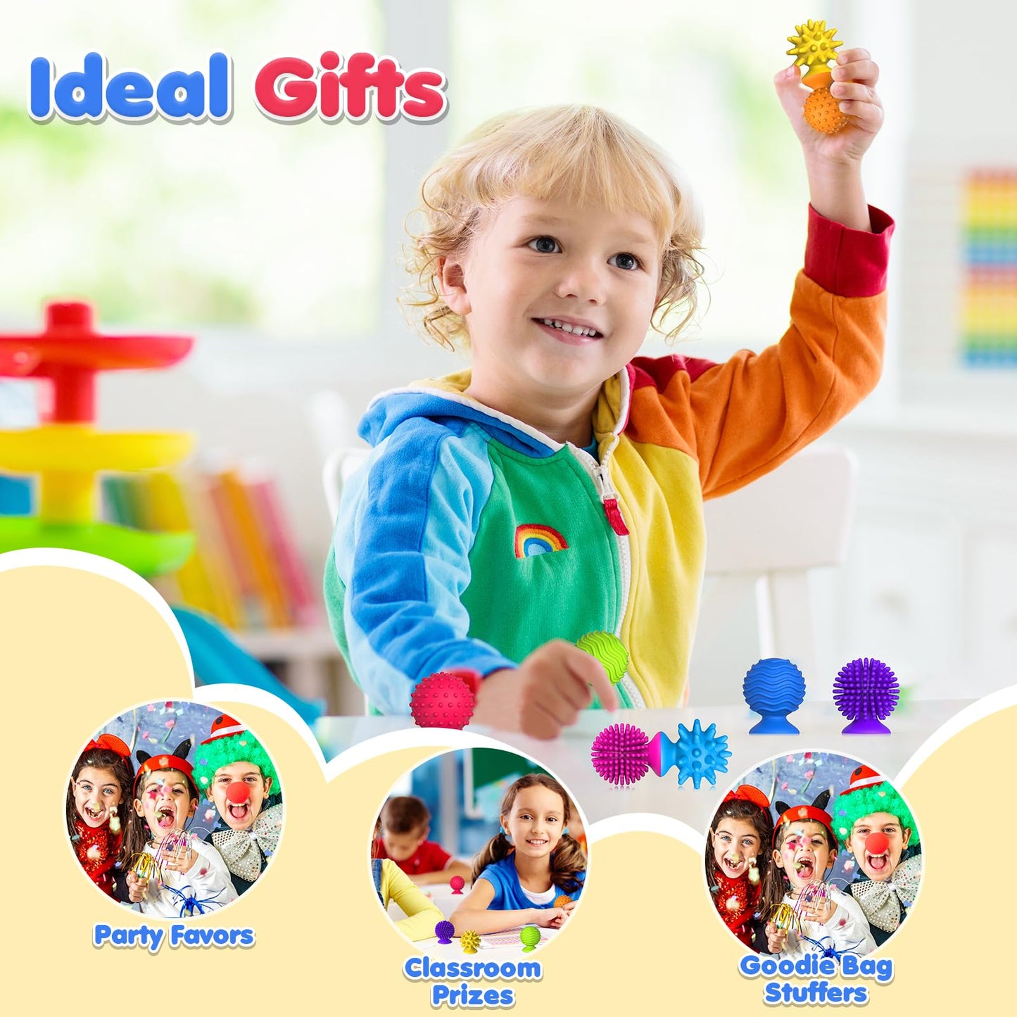 Sensory Fidget Toys Kids Adults: 16 Pack Textured Suction Toy - Sensory Toys for Autism Kids Calming - Quiet Fidgets for Classroom Prize - Travel Essentials Road Trip Activities for Girls Boys Gifts