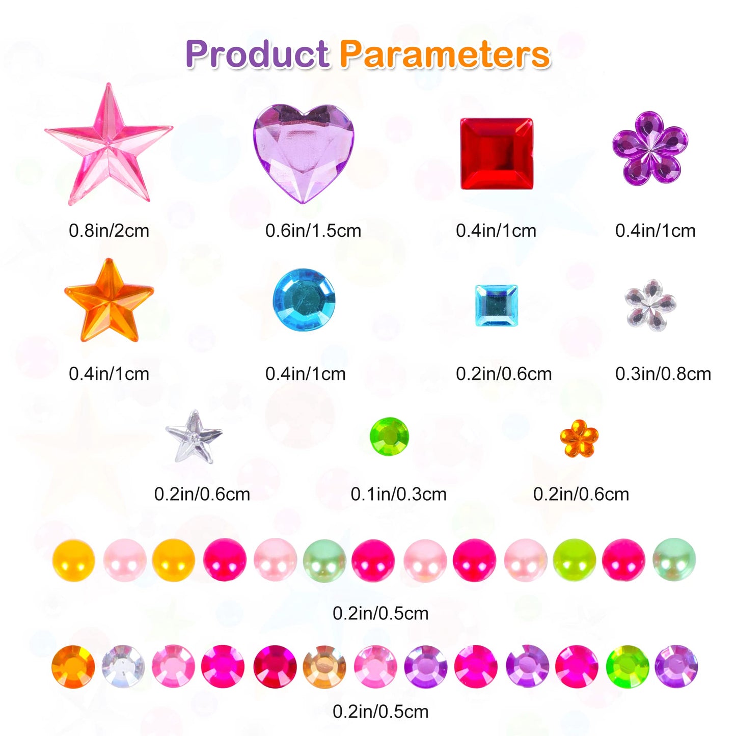 3654pcs Gem Stickers Jewels for Crafts - Self Adhesive Rhinestone Jewel Stickers, Stick on Gems Rhinestones for Crafts, Acrylic Bling Heart Stickers, Craft Supplies