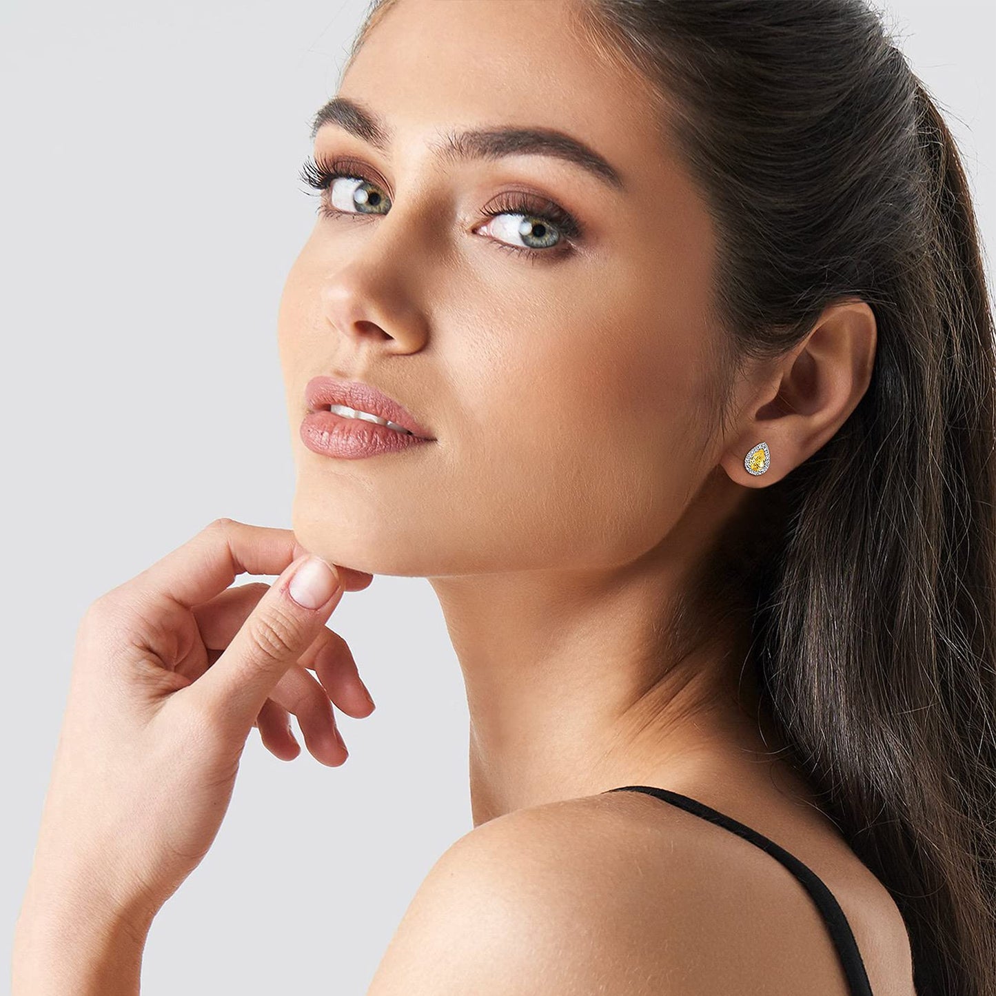 Bestyle Classic S925 Sterling Silver Love Teardrop Earrings, Dainty November Critine Crystals Birthstone Studs, Anniversary/Mother’s Day/Birthday Jewelry Gifts for Women Mom/Wife/Sister/Best Friend